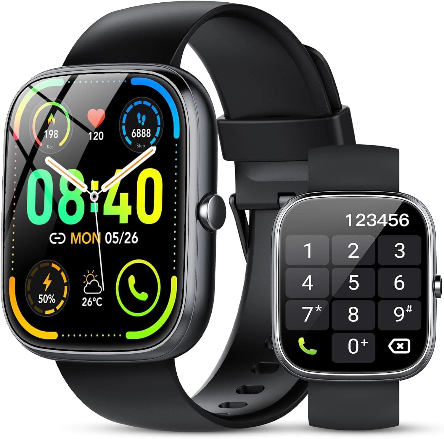 Smartwatch Uomo Donna, 1.91''AI Orologio Smartwatch con Effettua/Risposta Chiamate, 115+ Modalità Sportive Fitness Tracker con SpO2/Sonno/Contapassi, IP68 Impermeabile Smart Watch per iOS/Android,Nero