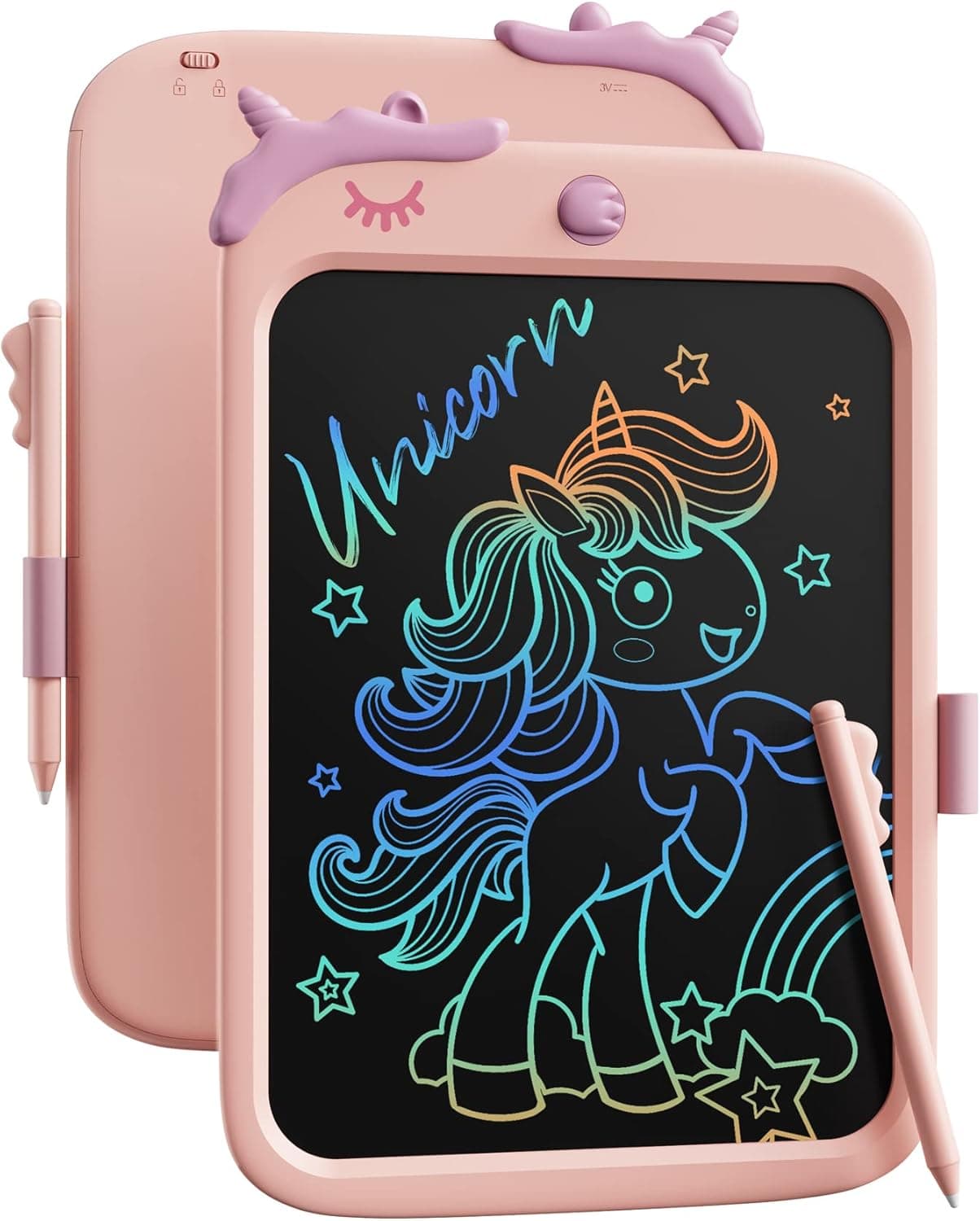 LCD Writing Tablet,10 inch Doodle Board Drawing Pad Tablet with Lock Function, Erasable, Portable, Educational Learning Valentines Toy Gifts for 3 4 5 6 7 8 9 Years Old Girls Toddlers (Pink)