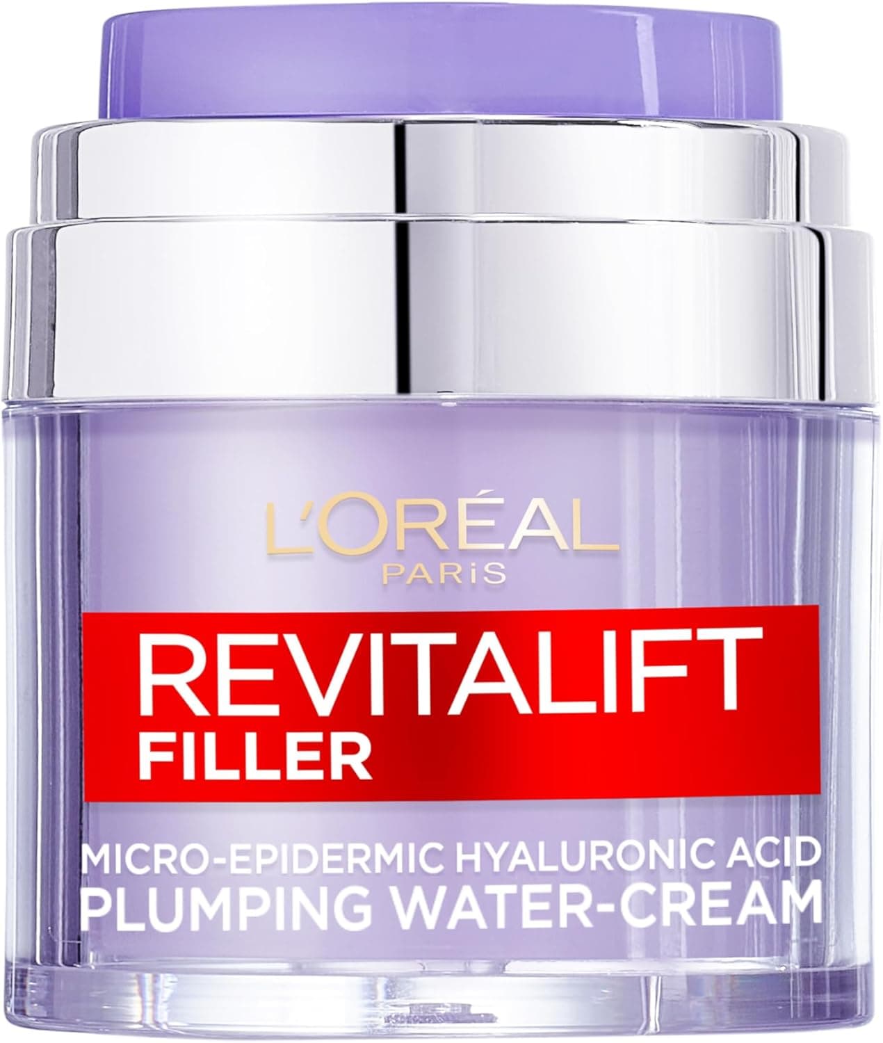 L’Oréal Paris Face Moisturiser, Revitalift Filler Plumping Water Cream, Lightweight Face Cream with Micro-Epidermic Hyaluronic Acid, Multi-Layer Skin Hydration, Smooths & Re-Plumps Wrinkles, 50ml