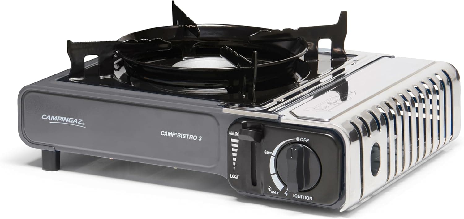 Campingaz Camp’Bistro 3 Gas Stove | Hornillo Portátil y Compacto para Camping y Picnic – 1 Quemador | 2200 W, Negro