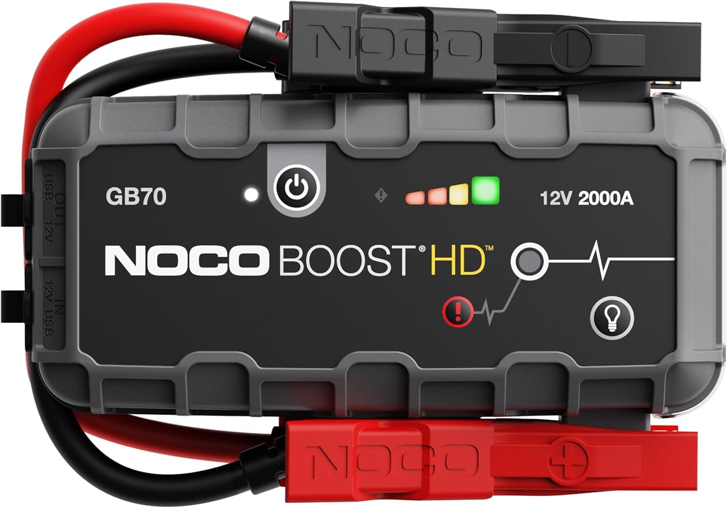 NOCO Boost GB70: Arrancador de Batería de Litio de 2000A UltraSafe – Antichispas y Protección contra Polaridad Inversa – Power Bank USB y Linterna LED – para Motores de Gasolina 8,0L y Diésel 6,0L