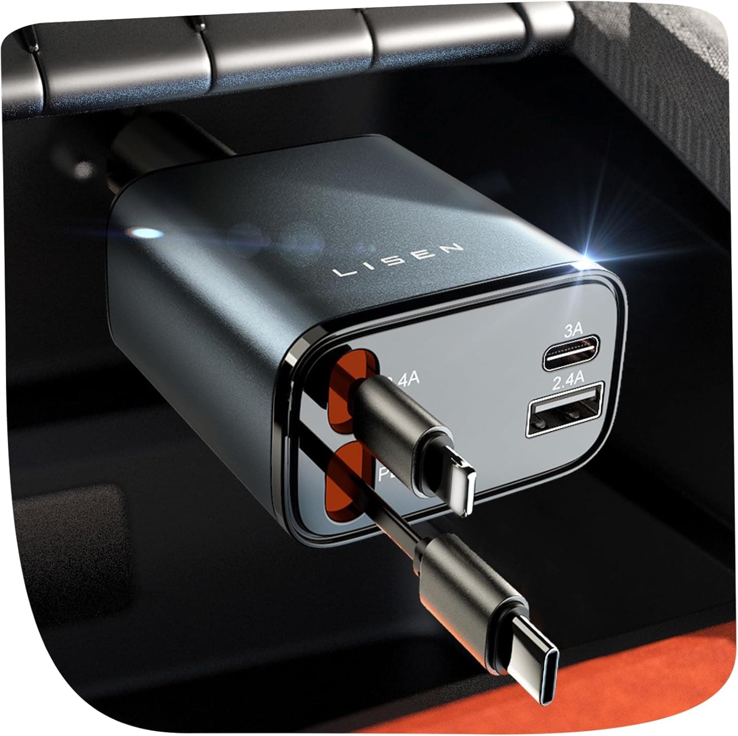 LISEN 84W Zigarettenanzünder USB C Einziehbares Auto Ladegerät Adapter, 2026 Personalisierte Geschenke für Männer Frauen, Vatertagsgeschenke für Papa, Auto Zubehör Camping Gadget für iPhone 17 Pro Max