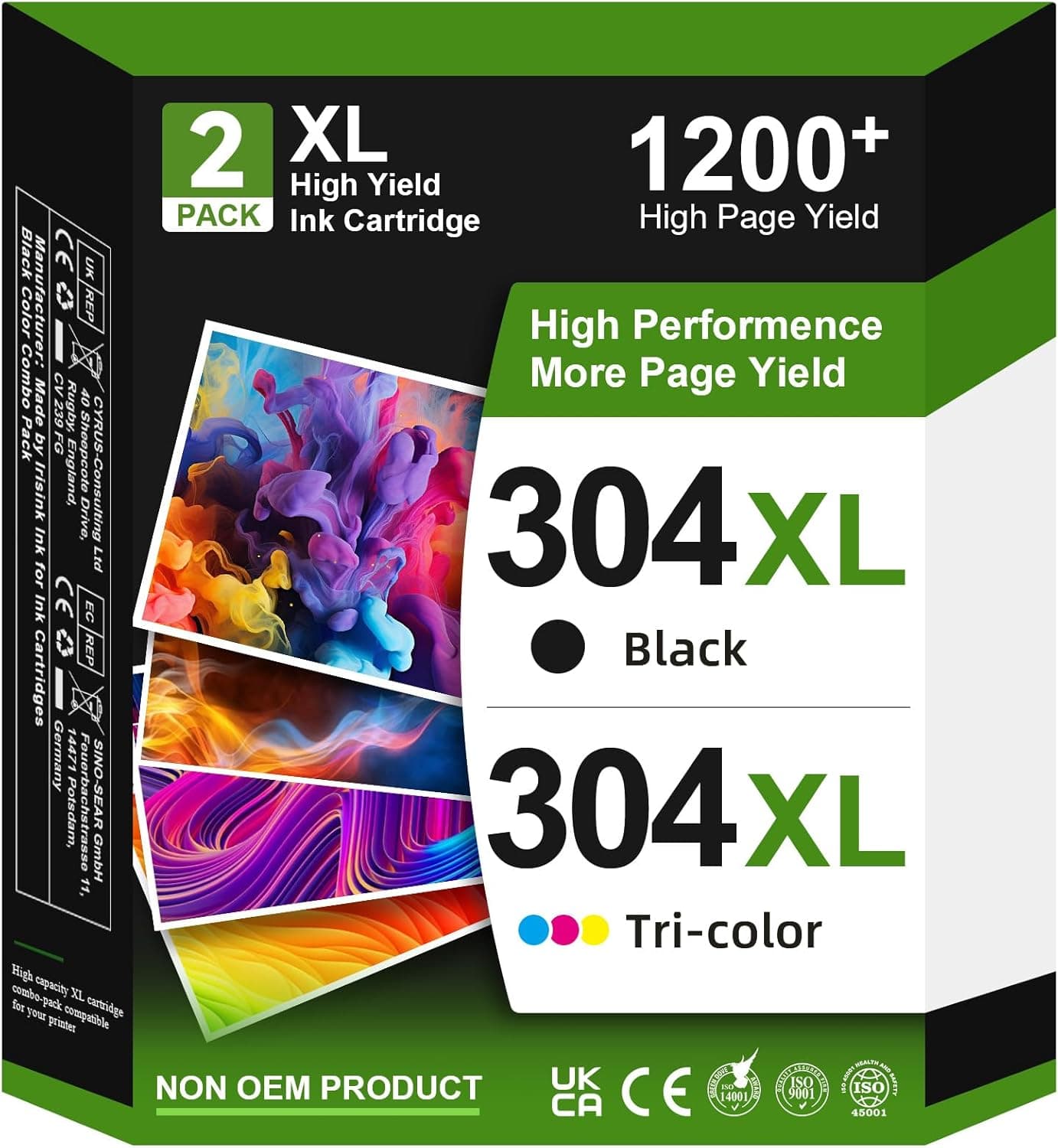 304XL Cartouches d'encre Remplacement pour Cartouche HP 304 XL Encre HP 304 pour DeskJet 3720 2620 3760 3762 2634 2622 2630 3750 2600 3730 3764 Envy 5030 5010 5020 5000 5032 (1 Noir, 1 Couleur)