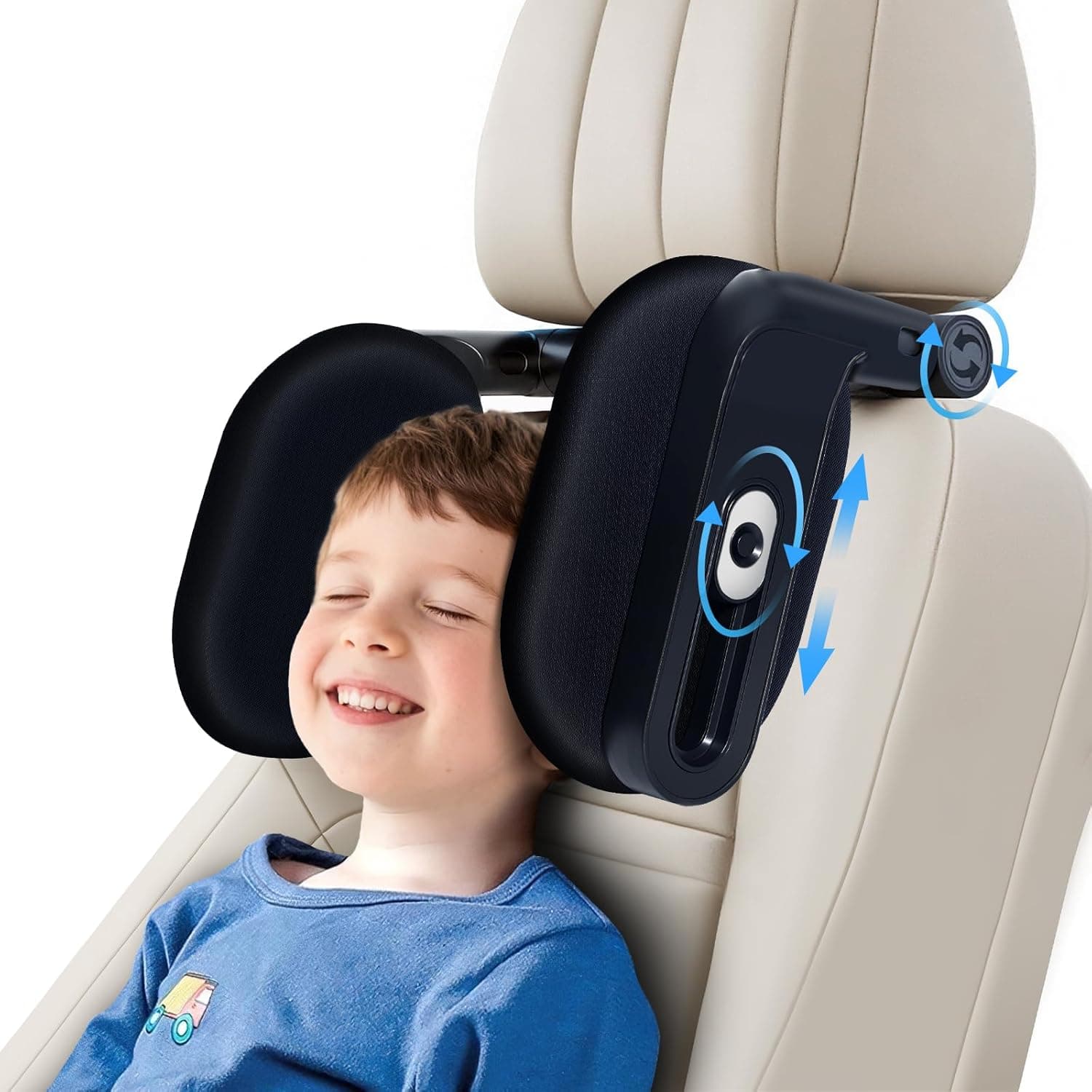 Poggiatesta Auto Bambini & Adulti | Poggia Testa Girevole 360° 2025 | Cuscino Memory Foam | Meccanismo 3 Punti | Per Dormire in Macchina (Nero/confezione da 1)
