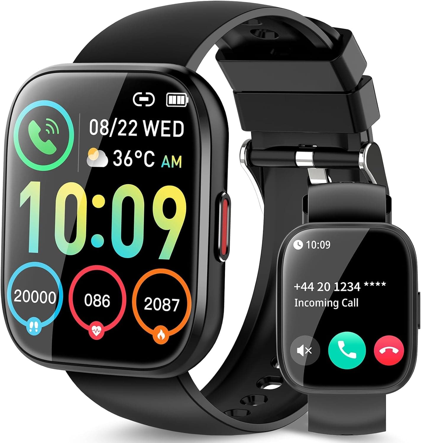 Smart Watch for Men Women with Answer/Make Call, Smartwatch Fitness 1.85" Screen, Fitness Tracker 112 Modes Heart Rate/Sleep/Steps Monitor, IP68 Waterproof Activity Tracker for Android iOS, Black