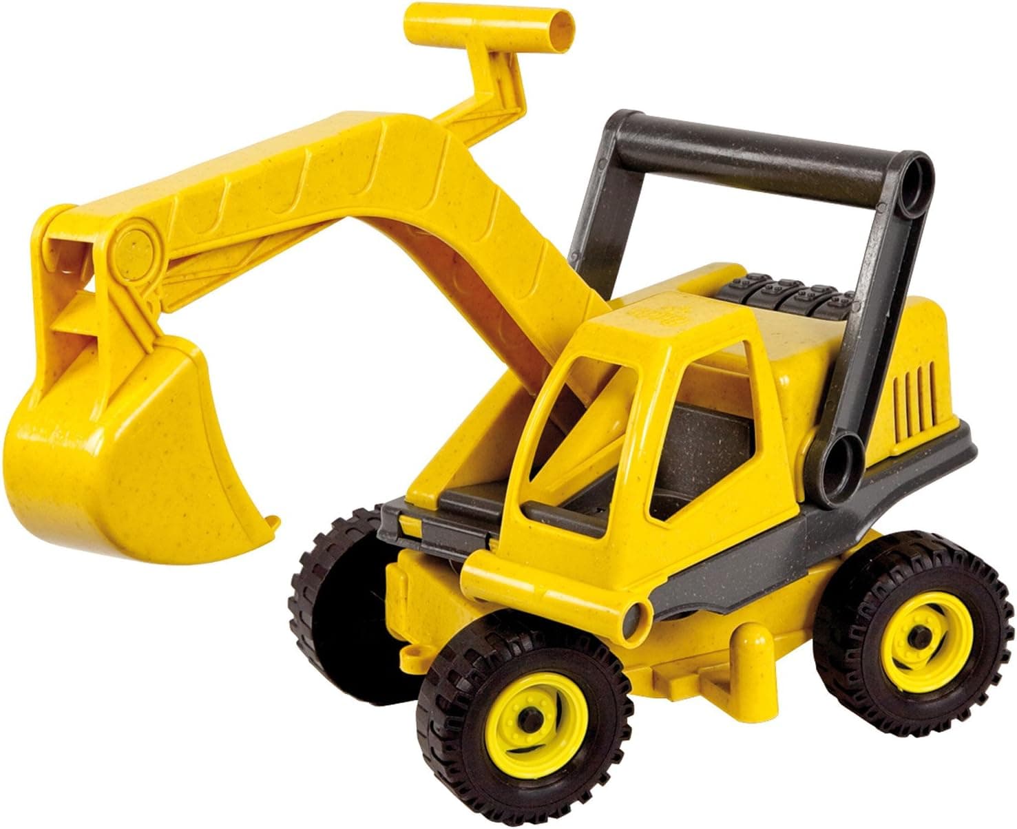 Lena 4211 EcoActives Bagger, Baustellenfahrzeug ca. 35 cm, robuster Schaufelbagger, natürlicher Holzgeruch durch ökologischen Holzanteil, Sandbagger für Kinder ab 2 Jahre, Spielfahrzeug in gelb