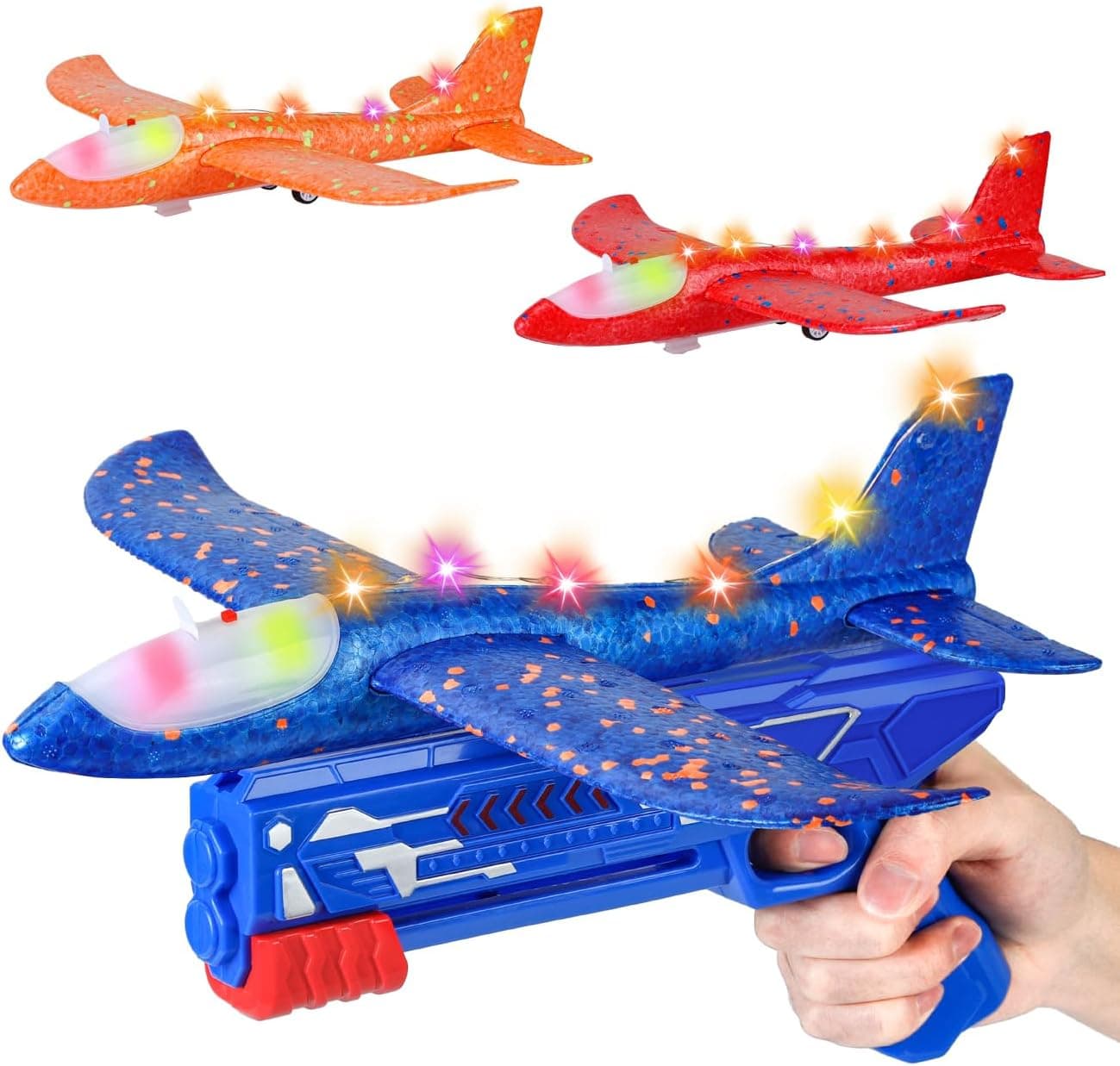 Winstico Boys Toys Age 4 5 6 7 8 9 Year Old Boy Gifts, Airplane Launcher Toy with 3 Pack Foam Glider Planes, Outdoor Garden Toys Birthday Present Gift for Kids Age 3 4 5 6 7 8 9 Year Old Boys