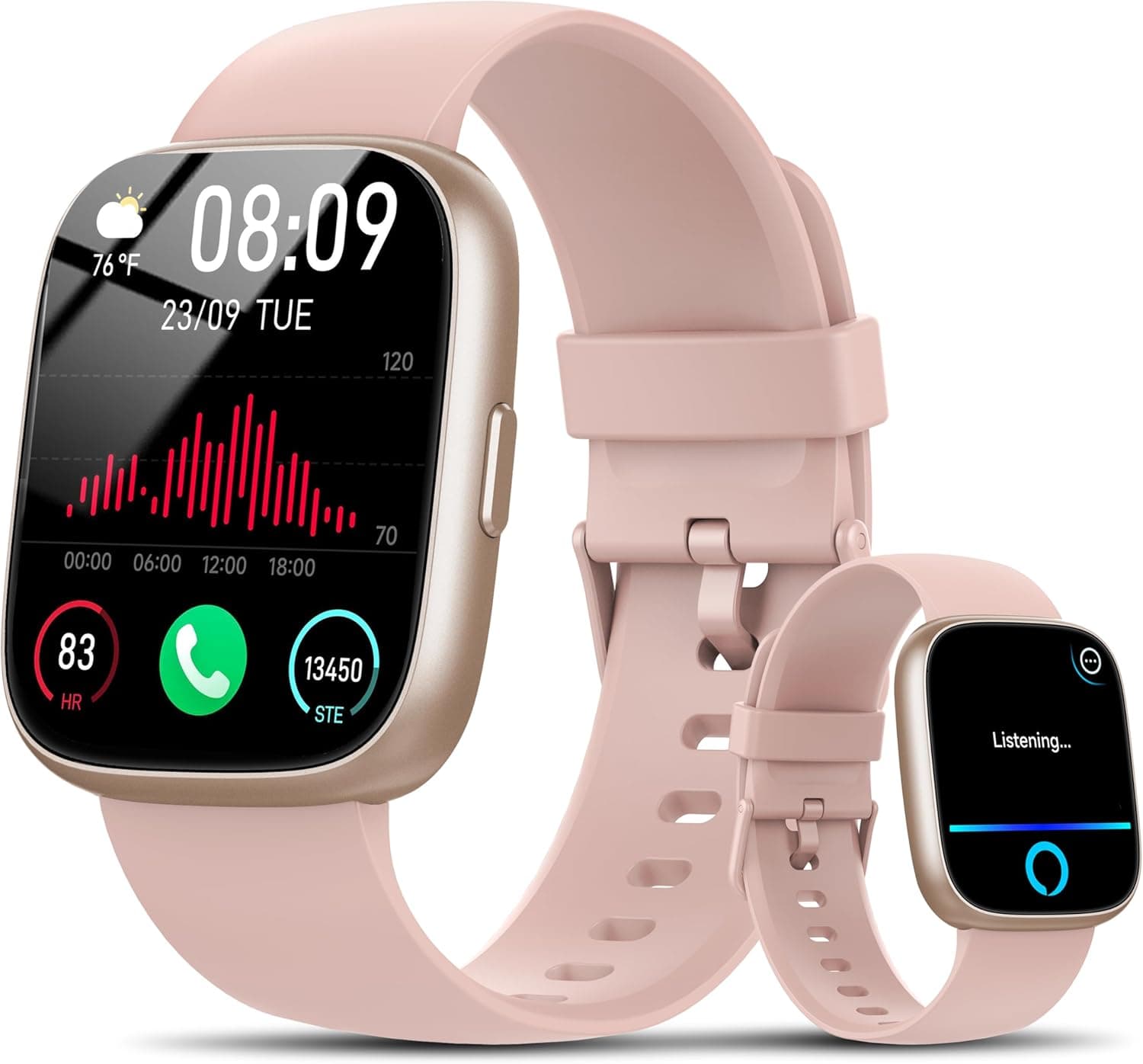 Alexa Smart Watch for Men Women, 1.83" HD Fitness Watch with Bluetooth 5.3 Call, New Smartwatch with Heart Rate/Sleep/Stress Monitor/110+ Sport, IP68 Waterproof Activity Tracker for Android iOS, Pink
