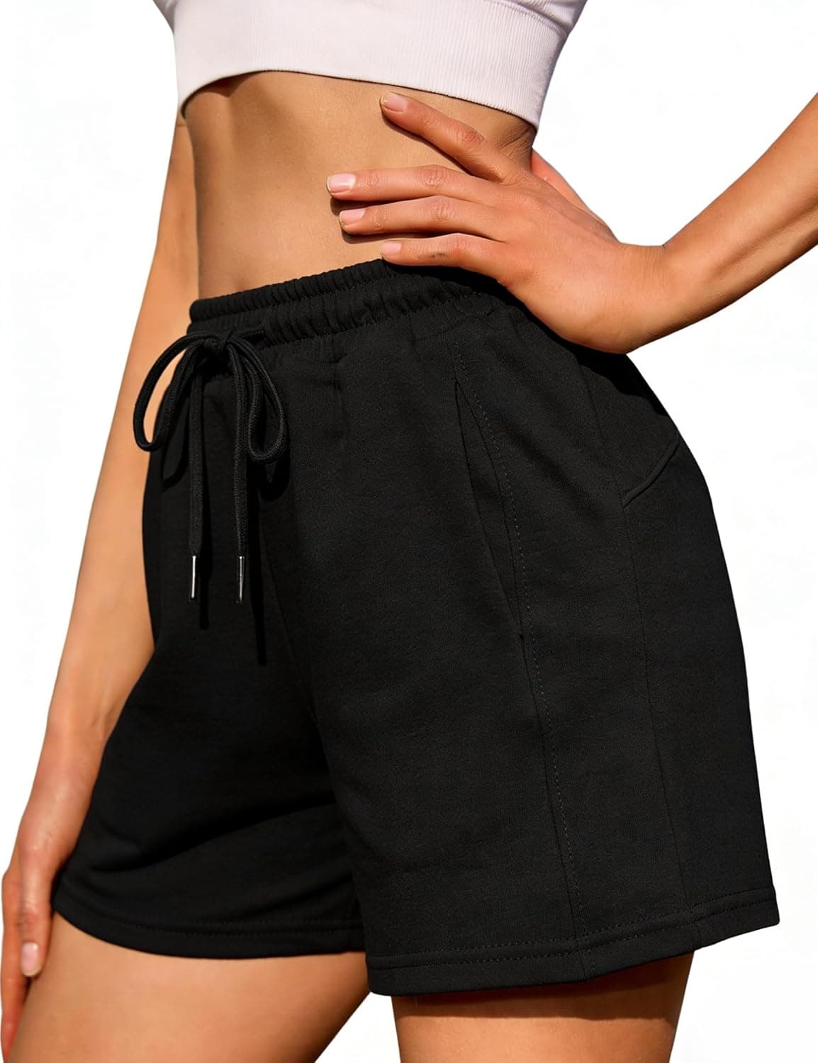 Litherday Shorts Mujer Algodón Verano Deportivos con Bolsillos y Cintura Elástica Suaves y Transpirables para Yoga Correr Casa S-XXL