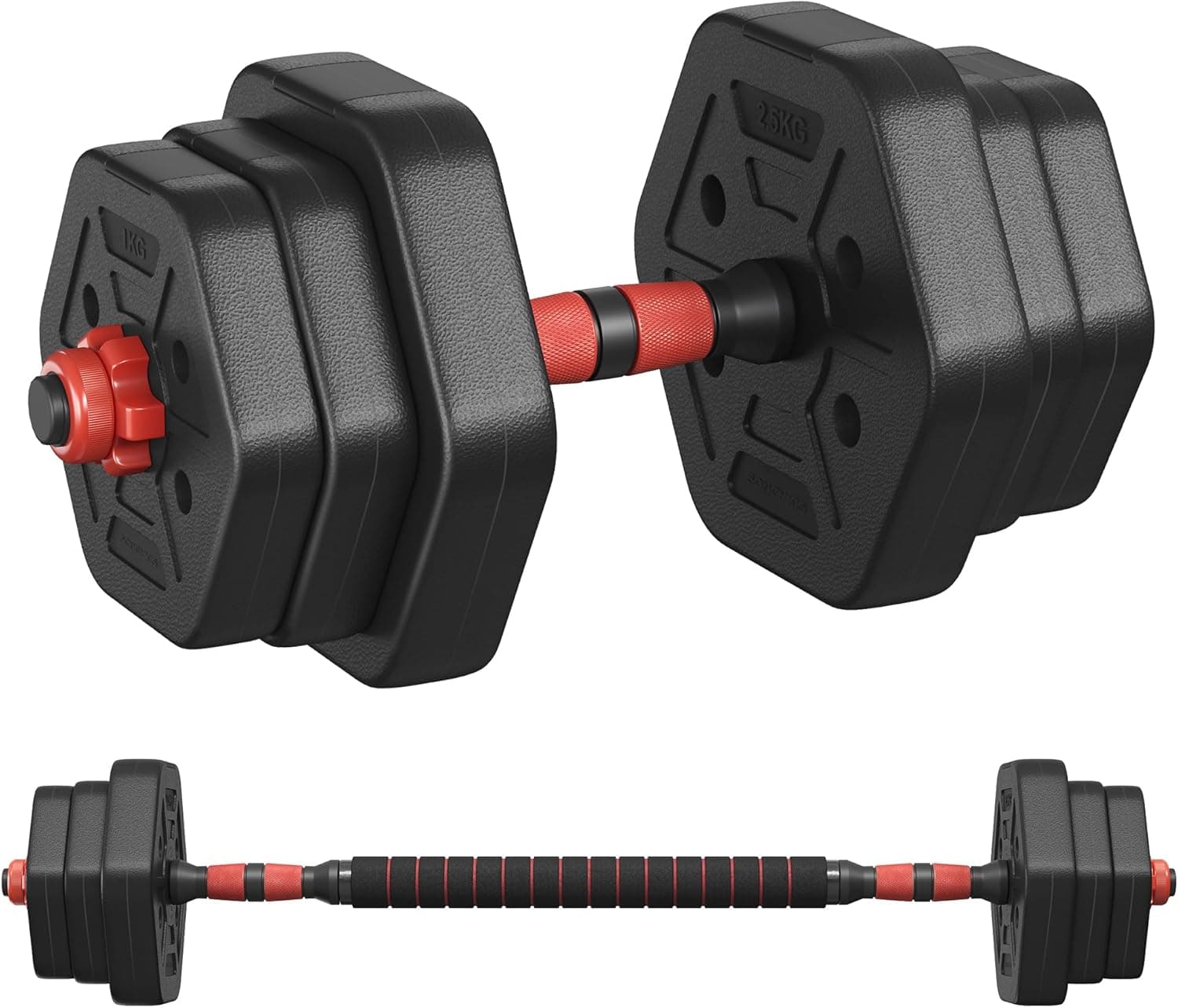 SONGMICS Hantelset, Hanteln mit Verbindungsstange, Hexagon, Kurzhantelset, 10 kg, 20 kg, 30 kg, 40 kg, für Workout, Fitnesstraining, Gewichtheben für Zuhause, Fitnessstudio