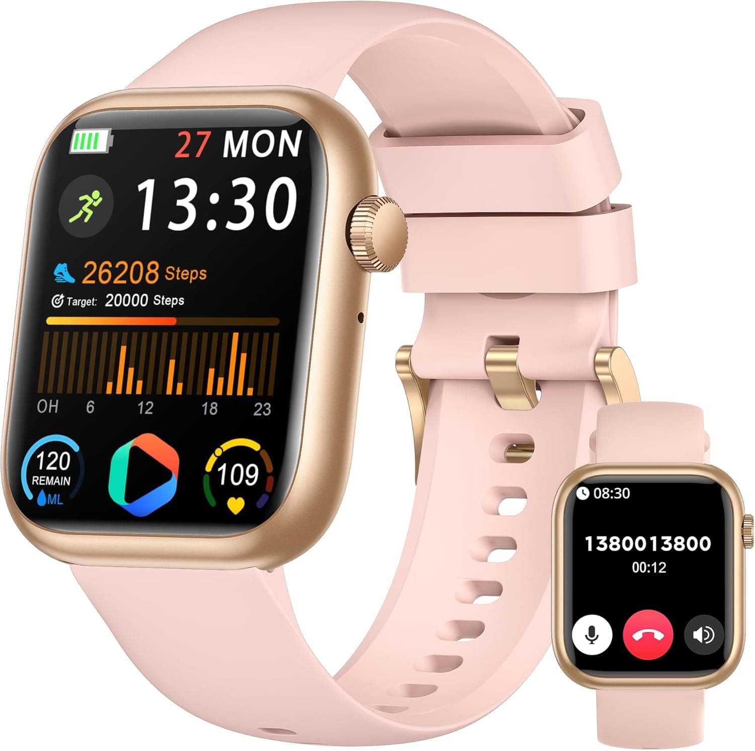 Smartwatch Uomo Donna, 1.83'' Orologio Smartwatch con Chiamata Bluetooth,Pressione Sanguigna/Cardiofrequenzimetro/Sonno,Contapassi,120+ Modalità Sportive, Impermeabile IP68 Smart Watch per Android&iOS