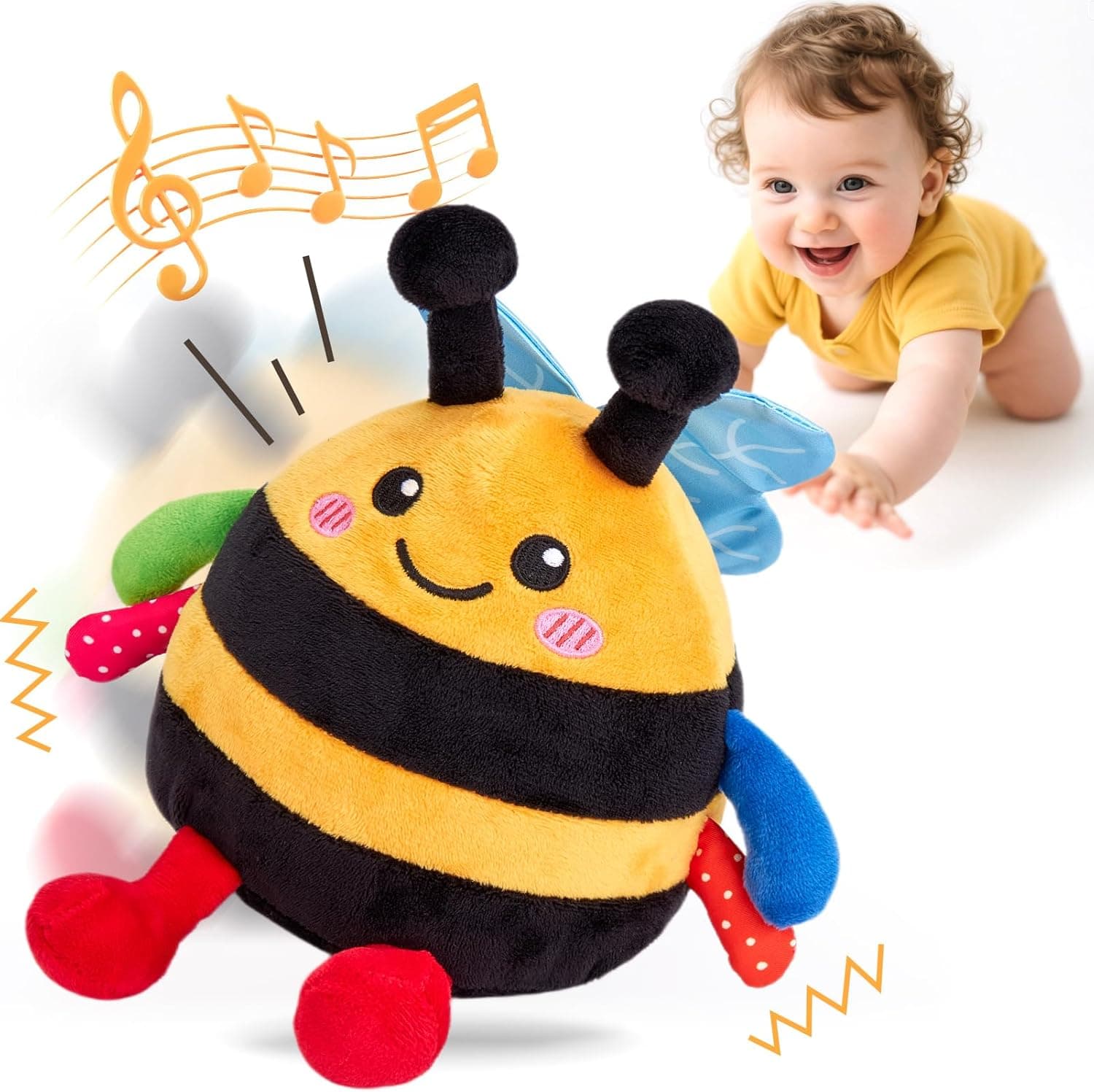 hahaland Juguetes Bebes 6-12 Meses - 4 en 1 Abeja Bailarín con Música & Grabación, Peluche Interactivo Juguetes Niños 1 año - Tummy Time Regalos Bebe 6 9 12 Meses