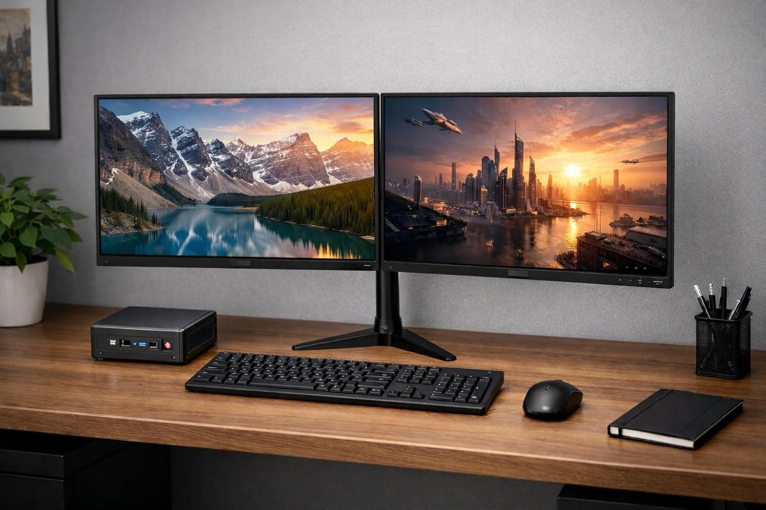 Complete Dual 22 inch Monitors Mini Micro PC PC Set - Intel Core Intel Core i5 8GB RAM 256GB SSD USB WiFi - Windows 11 Pro 64-Bit Desktop PC Computer (Renewed)