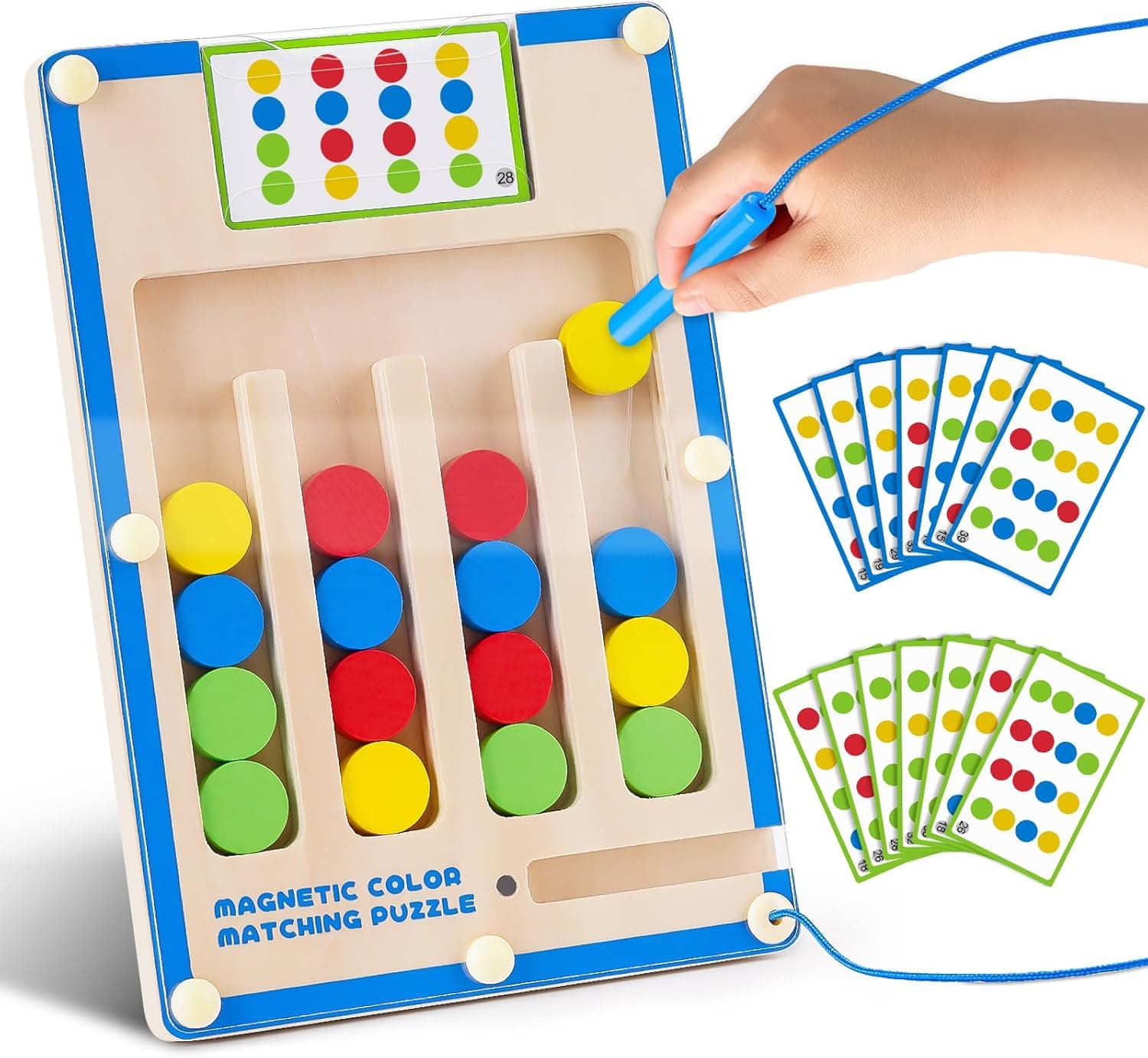 Toys for 4 5 6 Year Old Boy Girls: Kids Montessori Boys Toys Age 4-5-6 Wooden IQ Puzzle Game Birthday Gifts for 4-7 Year Old Boys Educational Learning Toy for 3+ Year Olds Magnetic Maze with 20 Cards