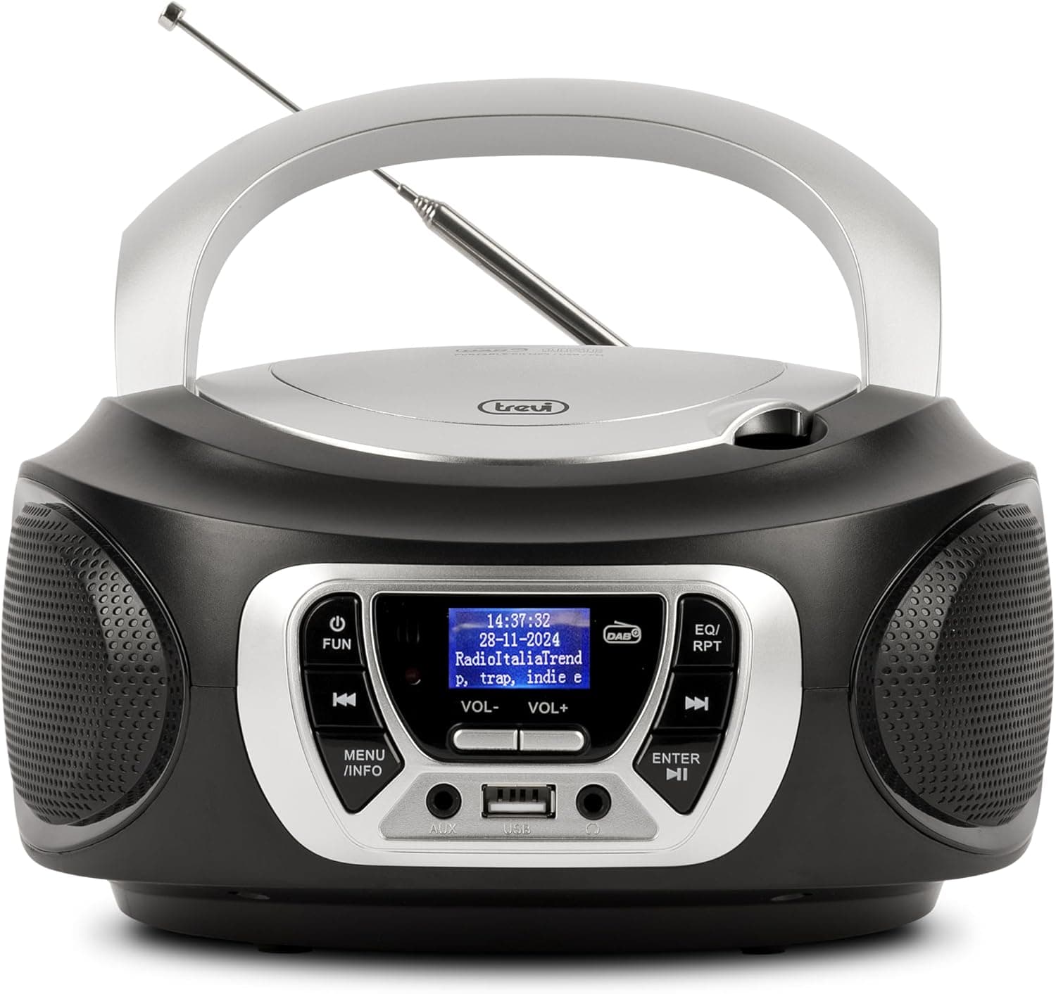 Trevi CMP 510 DAB Stereo Portatile con Radio Digitale DAB e FM RDS, Lettore CD, USB, AUX-IN, Display ad Alta Leggibilità, Antenna Telescopica Orientabile, Nero