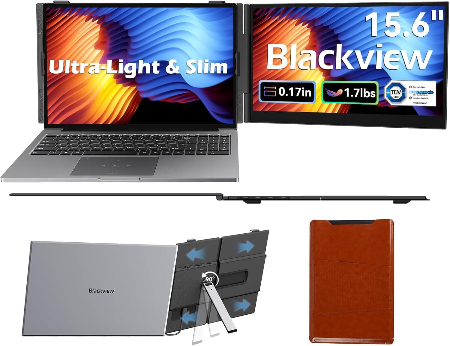 Blackview SCM8 15.6 '' Laptop Screen, FHD 1920x1200 IPS Laptop Monitor, TÜV SÜD Low Blue Light, Ultra Slim 4.5mm & Lightweight 800g, 100W Reverse Charging, Play for Laptop PC Phone Mac