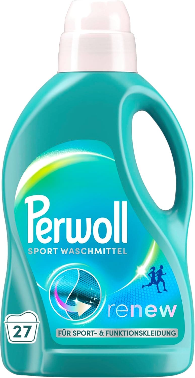 Perwoll Sport Waschmittel (27 Waschladungen), Hygiene Waschmittel reinigt sanft, entfernt schlechte Gerüche & erhält die Elastizität, für Sport- und Funktionskleidung, mit Dreifach-Renew-Technologie