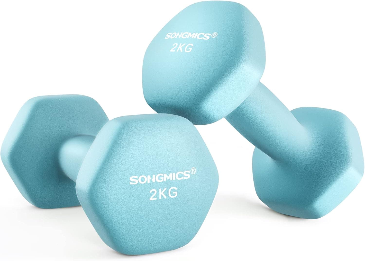 SONGMICS 2 Stück Hexagon Hanteln mit Neoprenbeschichtung für Krafttraining, Fitness, Zuhause