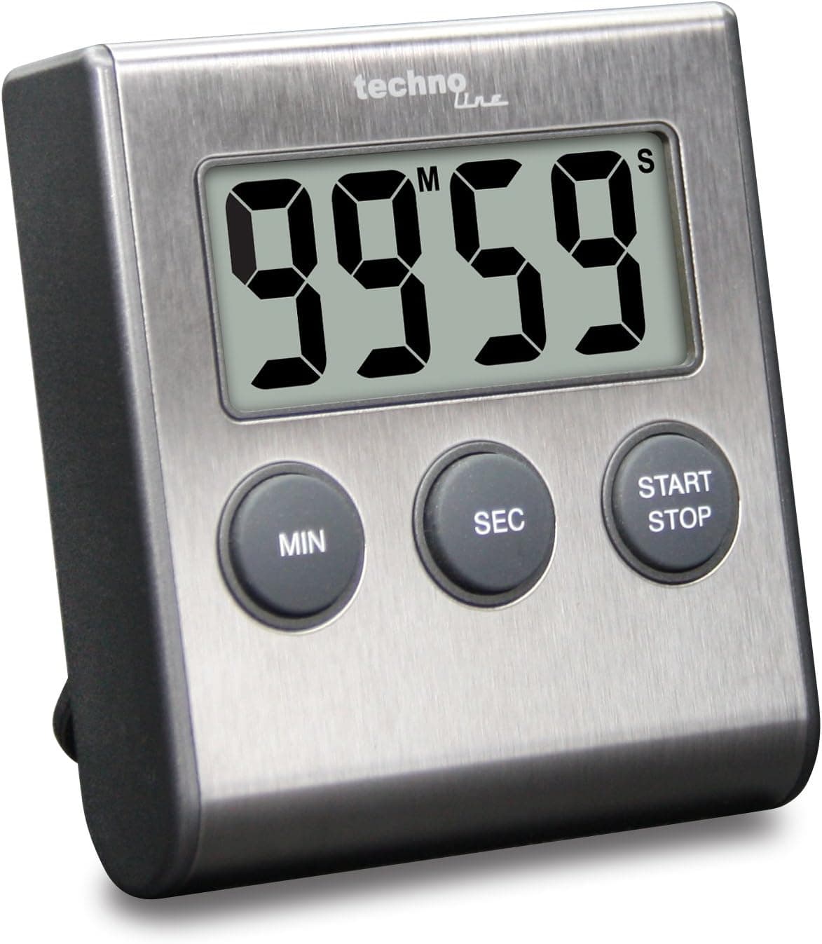 Technoline KT200 - klassischer, digitaler Kurzzeitwecker, Küchenuhr, Eieruhr, hochwertiges Edelstahlgehäuse, Silber, 6.4 x 1.8 x 7.0 cm