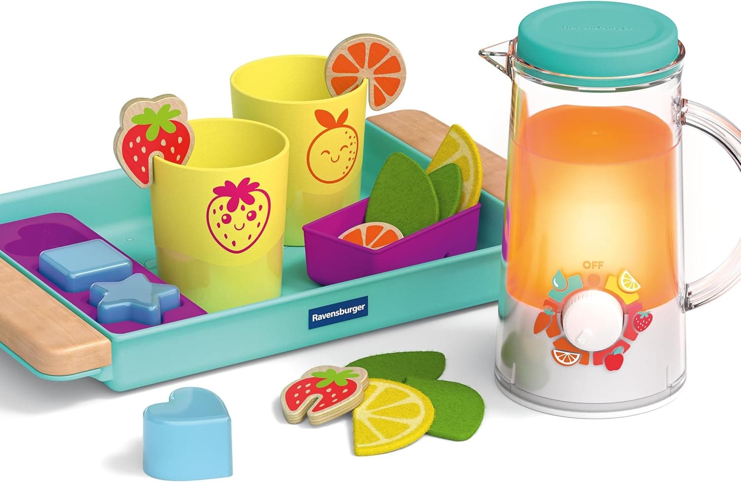 Ravensburger 12034066 Play+ Getränke-Spiel-Set: Cool Drinks, Pretend Play Set, Spielzeug ab 18 Monate, Küchenzubehör