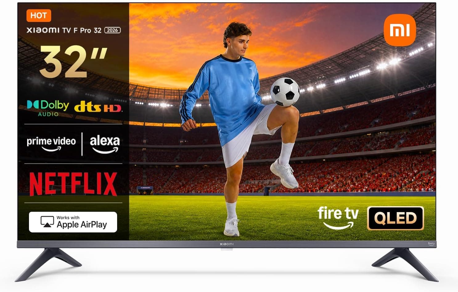XIAOMI TV F Pro 32, 32 pollici (81 cm), QLED, Smart TV, Fire TV, Triple Tuner DVB-C/S/S2/T/T2,Dolby Audio, DTS Virtual:X, DTS-HD, Controllo Vocale Alexa, Compatibile con Apple AirPlay