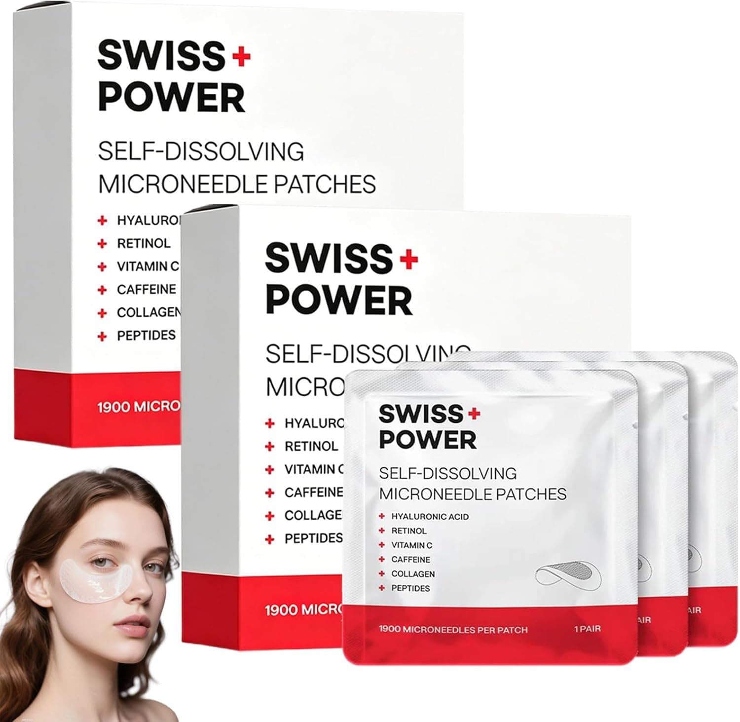 Swiss Power Patch Occhi con Microaghi, 2026 Nuovo Swiss Power Cerotti Occhi Antirughe, Maschera Occhi per Occhiaie e Borse, Patch Contorno Occhi Antirughe per una Cura Quotidiana (2 Scatole)