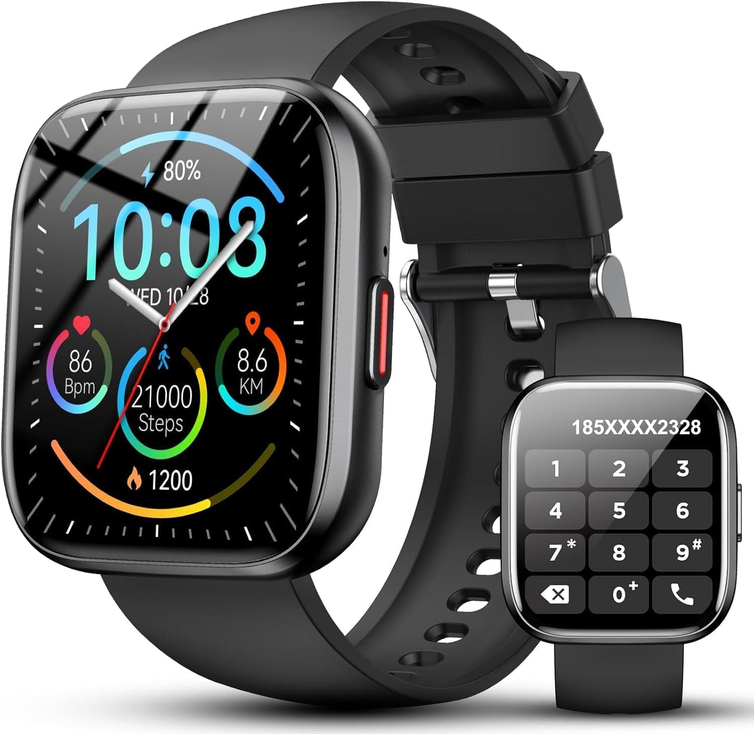 Reloj Inteligente Hombre Mujer, 1.85" Llamadas Smartwatch con 112 Modos Deportivos, IP68 Impermeable Smart Watch con Pulsómetro/Monitor de Sueño/Podómetro, Pulsera Actividad para Android iOS