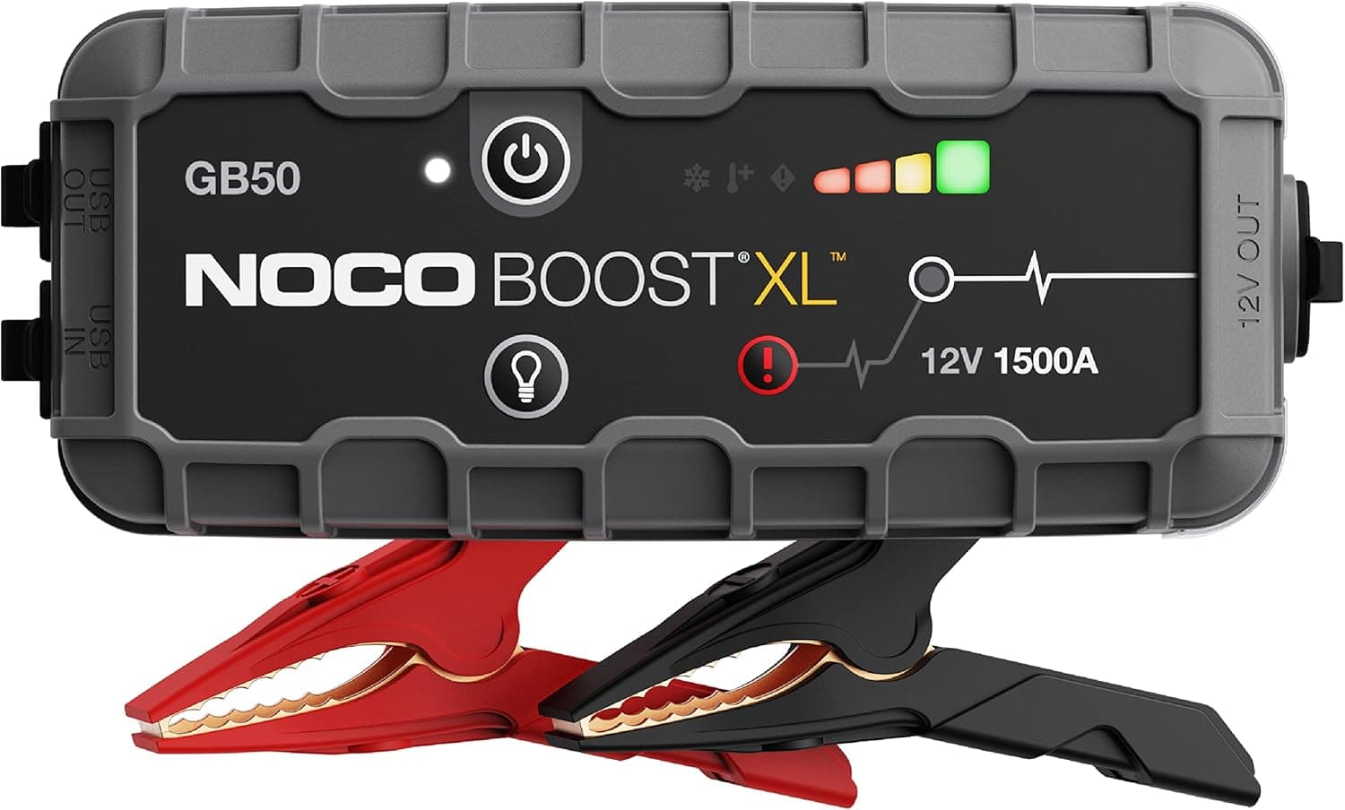 NOCO Boost GB50: 1500A UltraSafe Jump Starter Power Pack – 12V Car Battery Booster, Portable Power Bank & Jump Leads - For 7.0L Petrol and 4.5L Diesel Engines