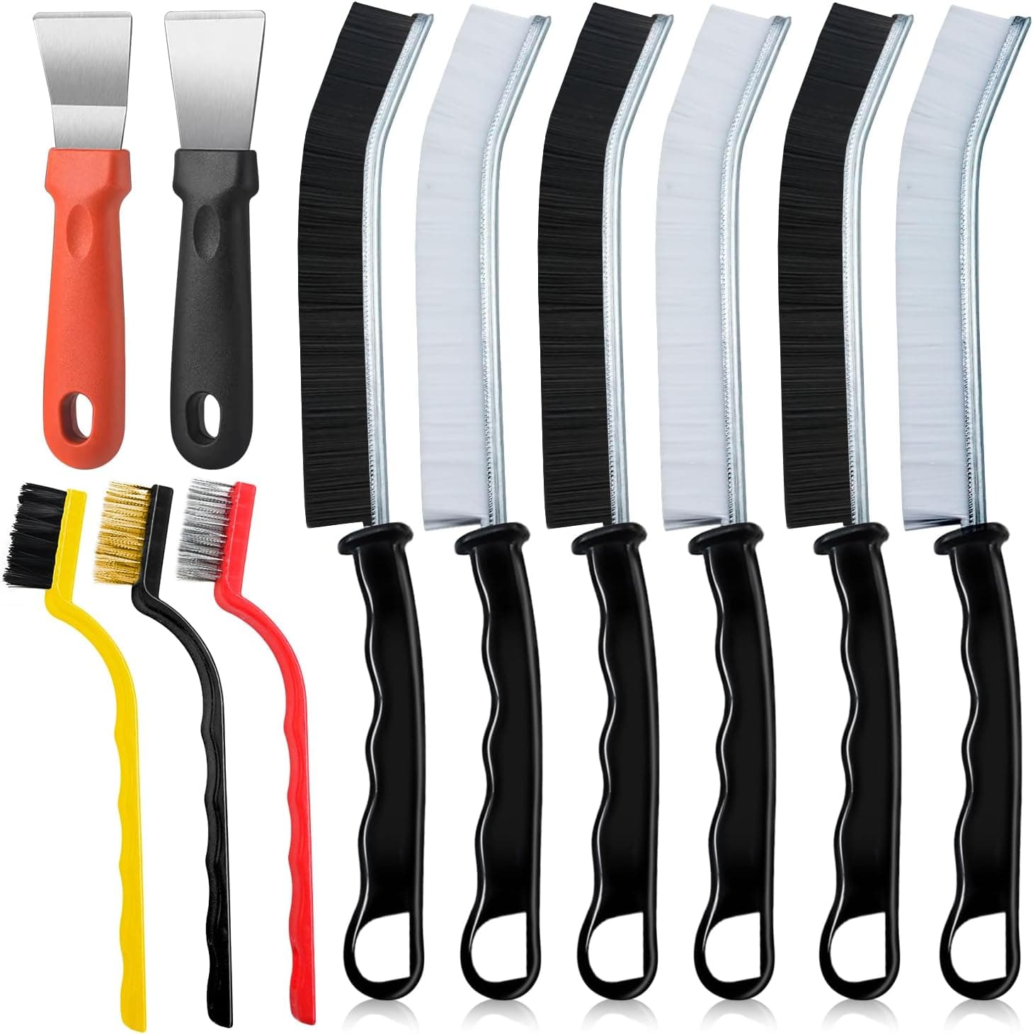 Cepillo de Limpieza de Grietas, 11 Piezas Cepillo Limpieza Hogar, Multifuncional Cepillo para Limpiar Juntas, para Ventanas, Baños, Fregaderos de Cocina, Juntas de Azulejo(C)
