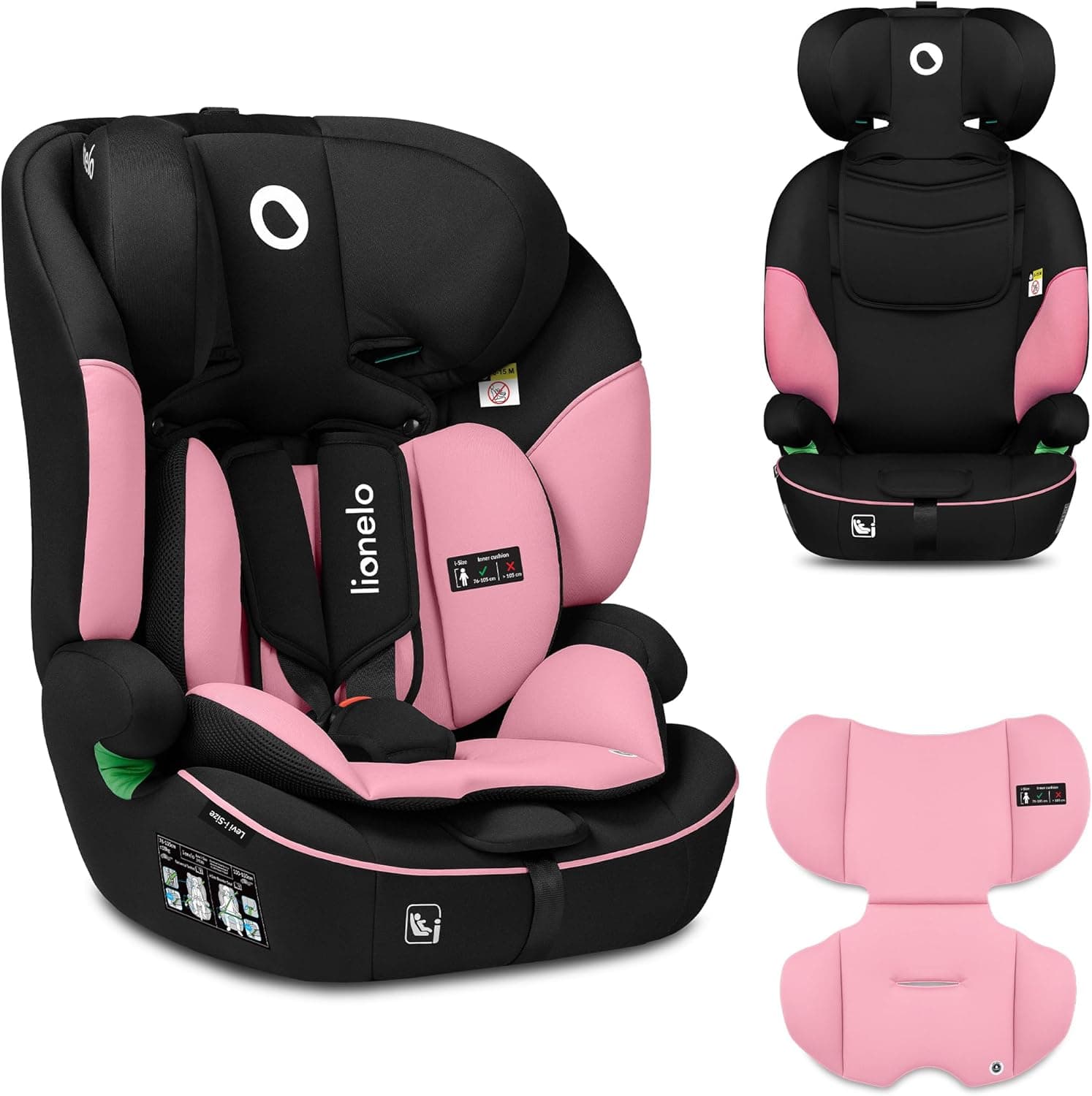 LIONELO LEVI I-SIZE Seggiolino auto per bambini 76-150 cm con l'ultima Norma i-Size R129 Protezione laterale, 10 Livelli di regolazione del poggiatesta, Schienale staccabile