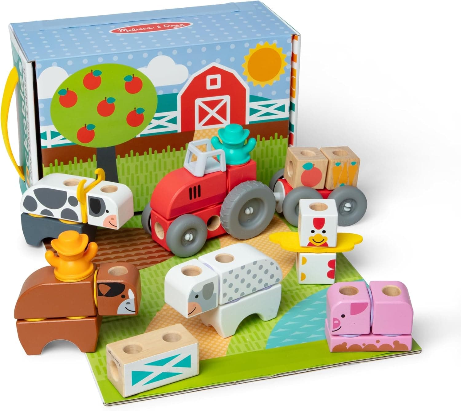 Melissa & Doug - Blockables - La Ferme 56 Pièces - Puzzle Enfant - Jeu Montessori - Jouet En Bois - Jouet D'Activité, De Développement Et Apprentissage - - Cadeau Enfant 2 Ans Et +