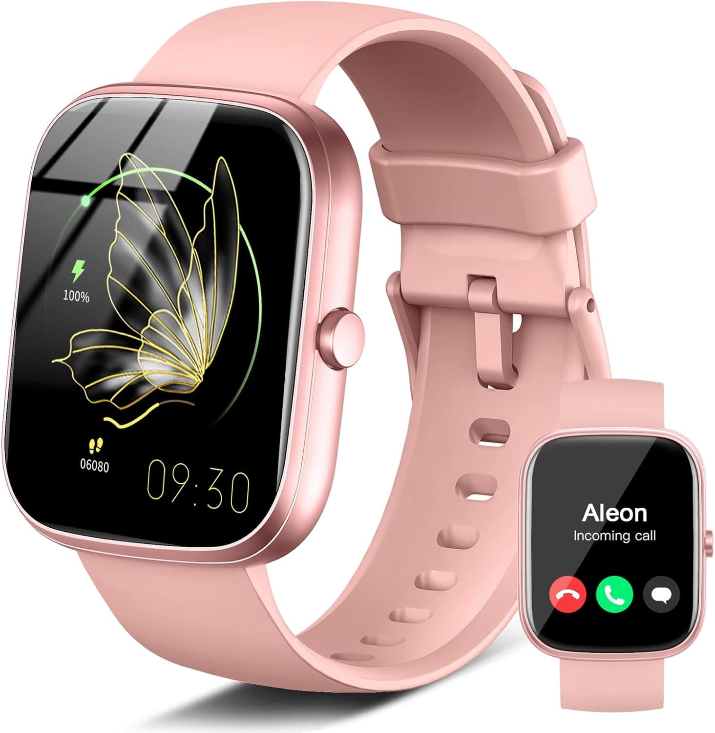 Jugeman Smart Watch for Women(Answer/Make Calls), 1.91" HD Touch Screen Fitness Watch with Heart Rate/Sleep Monitor/Pedometer, 110+ Sport, IP68 Waterproof Smartwatch for IOS Android Pink