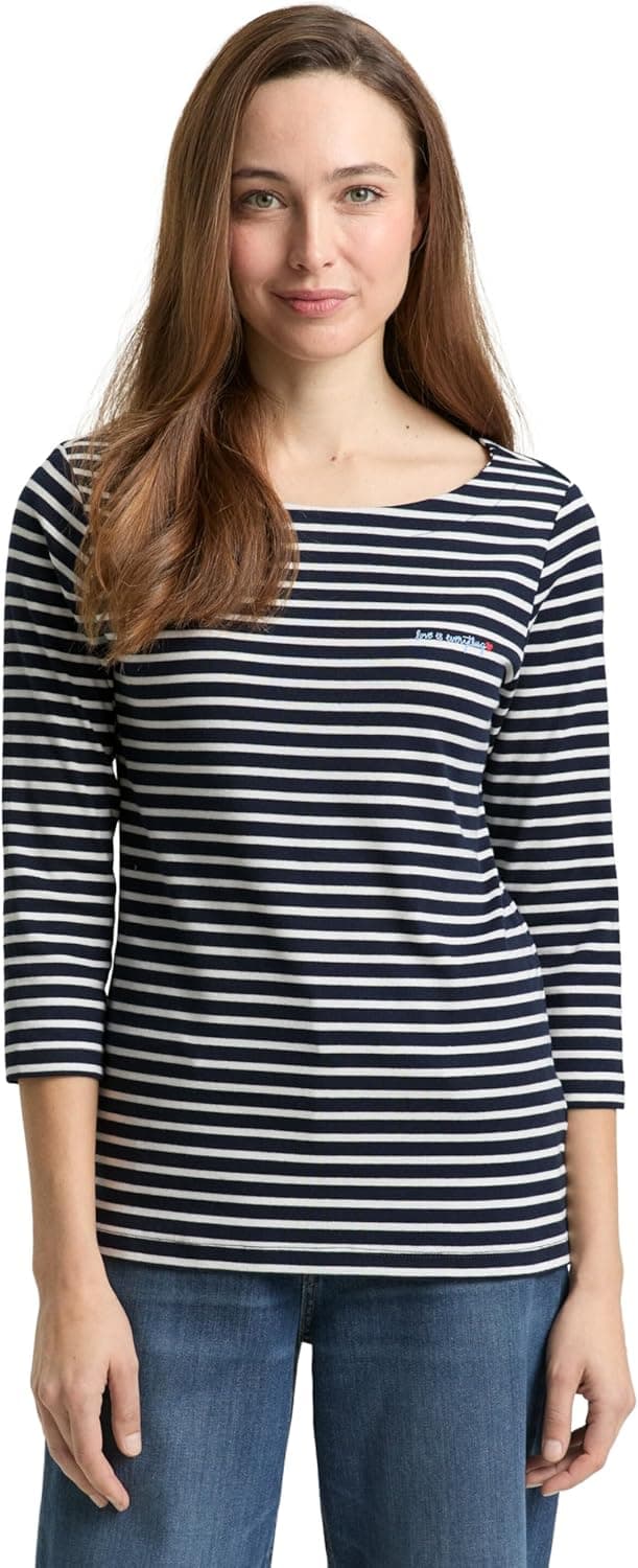 TOM TAILOR Damen Langarmshirt mit Streifenmuster