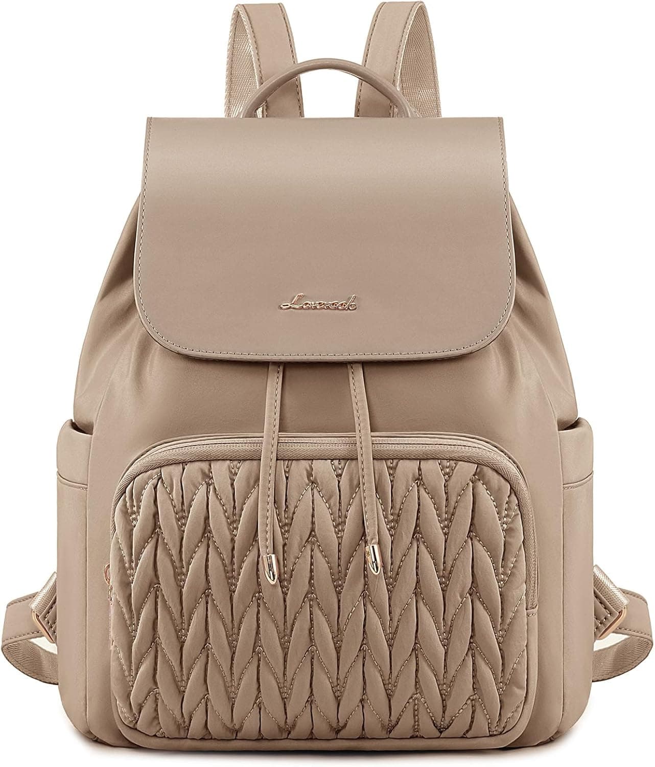 LOVEVOOK Rucksack Bag for Women Small Fashion Backpack for Ladies Lightweight Handbag School Bags for Girls Anti-theft Mini Cute Daypack for Uni Work Travel, Khaki