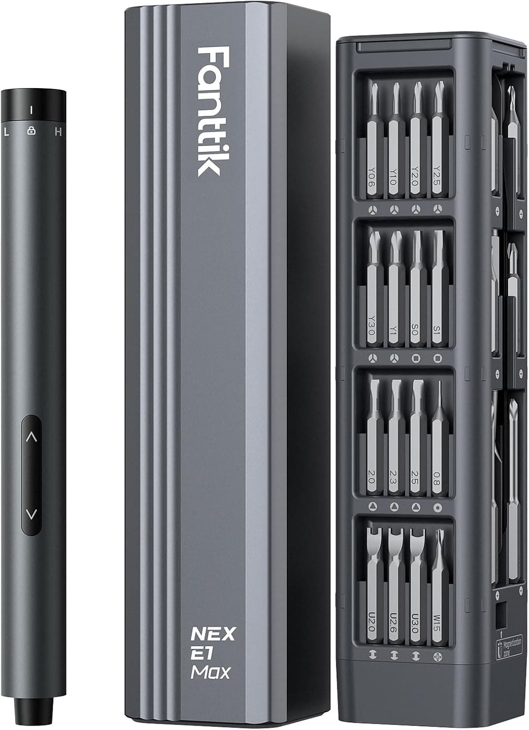 Fanttik E1 Max Mini Elektro Schraubendreher Set, 50 in 1 Magnetische Präzisions-Schraubendreher Kit, 2 Gänge Drehmoment, 5/32 Zoll Sechskant, Geeignet für Reparatur für iPhone,Laptop, Brillen, Uhren