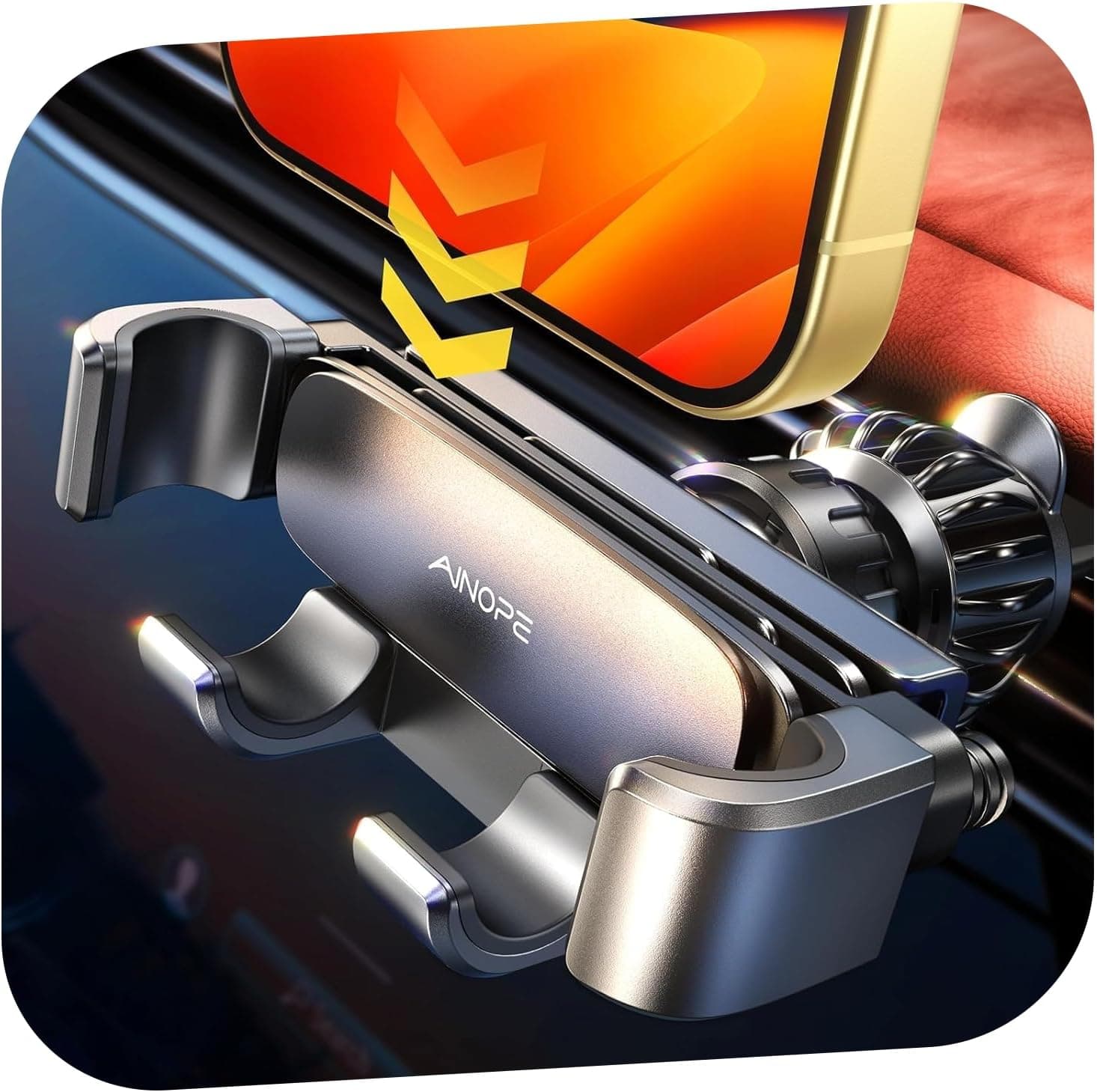 AINOPE Handyhalterung Auto Lüftung - [Schwerkraft-Design] [Einhandbedienung] Handy Halterung Auto Halterungen für Navigationsgeräte, Auto Zubehör Für iPhone 17 Pro Max XR, Smartphone mit Hülle