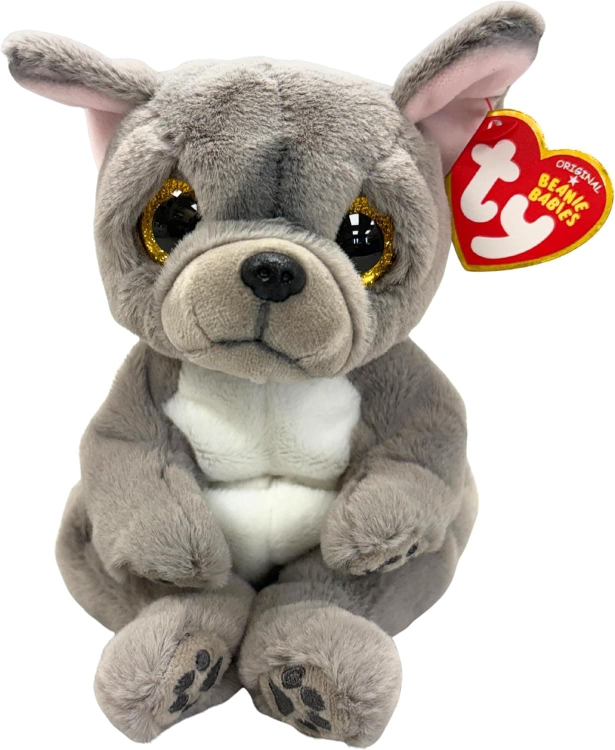 TY - Peluche - Beanie Bellies - Cane Bulldog - Wilfred - Grigio - Occhi dorati grandi e glitter - I peluche morbidi e coccolosi - 20 Cm - 40596