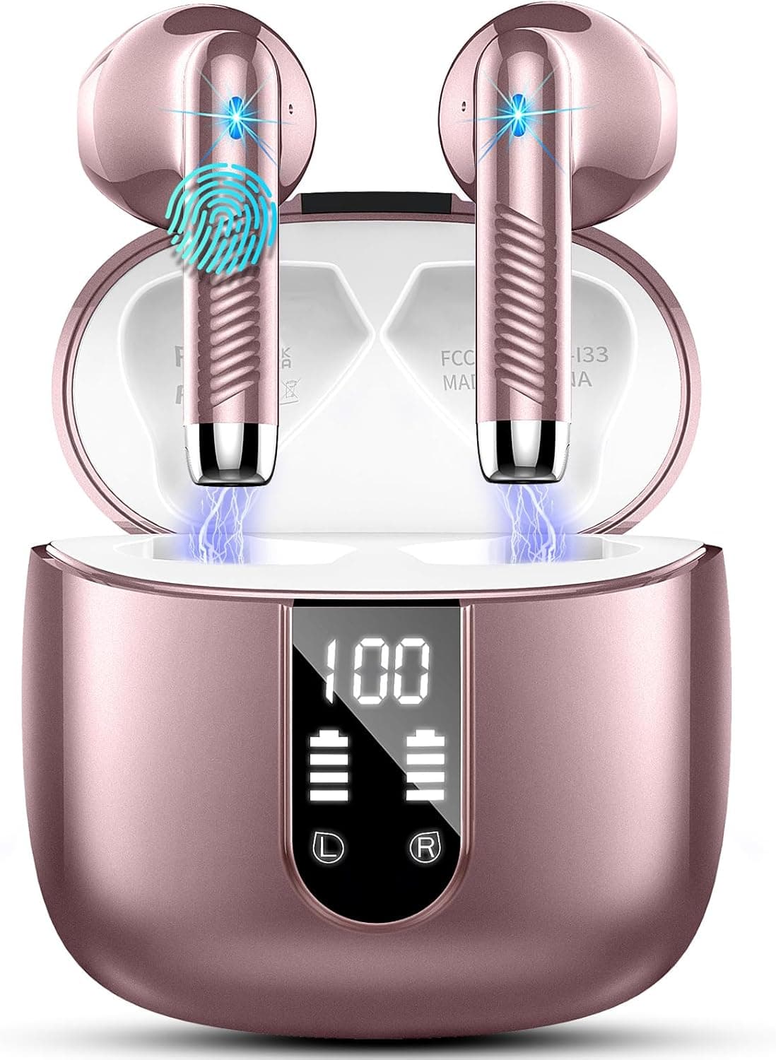 Wireless Earbuds, Bluetooth 5.4 Headphones NEW Wireless Headphones with 4 ENC Mic, 56H Bluetooth Earphones in Ear Noise Cancelling Deep Bass, Mini Ear Buds Bluetooth Earbuds IP7 Waterproof LED Display