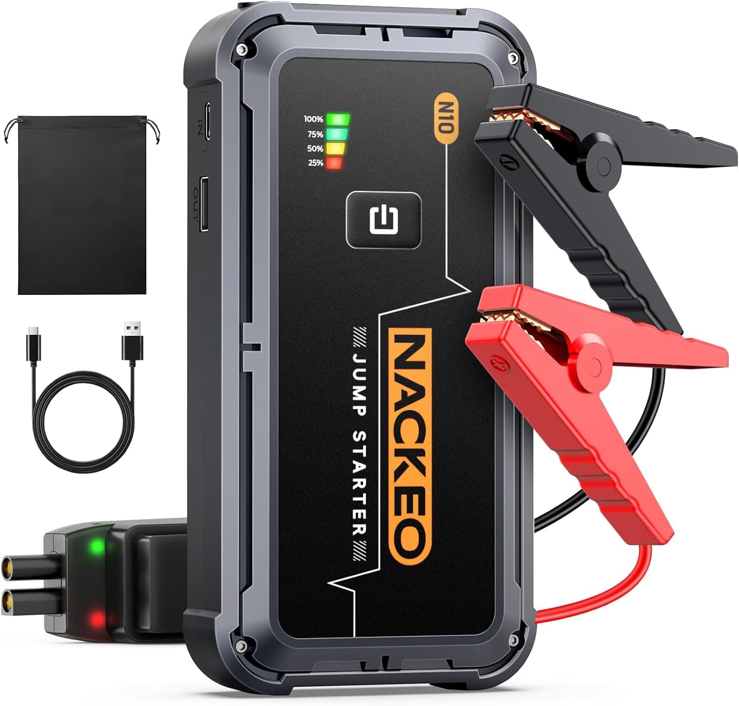 5000A Jump Starter Power Pack, Car Battery Booster Jump Starter 12V Portable Power Pack (up to 9.0L Gas or 8.5L Diesel Engine), Jump Pack with Jump Leads, Fast Charge, Lights, Compact