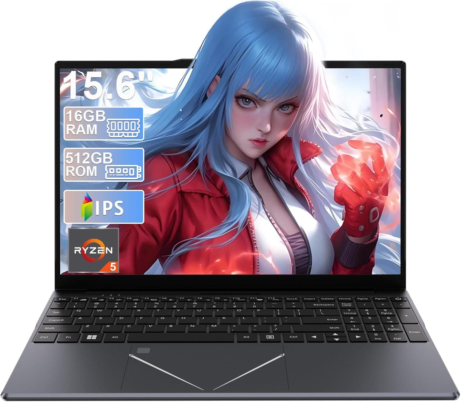 DREAMFYRE 15.6 Inch Laptop 16GB DDR4 512GB SSD, Ryzen 5 3500U Processor Gaming Laptop PC with Touch ID Laptops Computer Support 2.4/5G WiFi Bluetooth USB 3.0 x 2, Audio Jack x 1, HDMI x 1, Slot