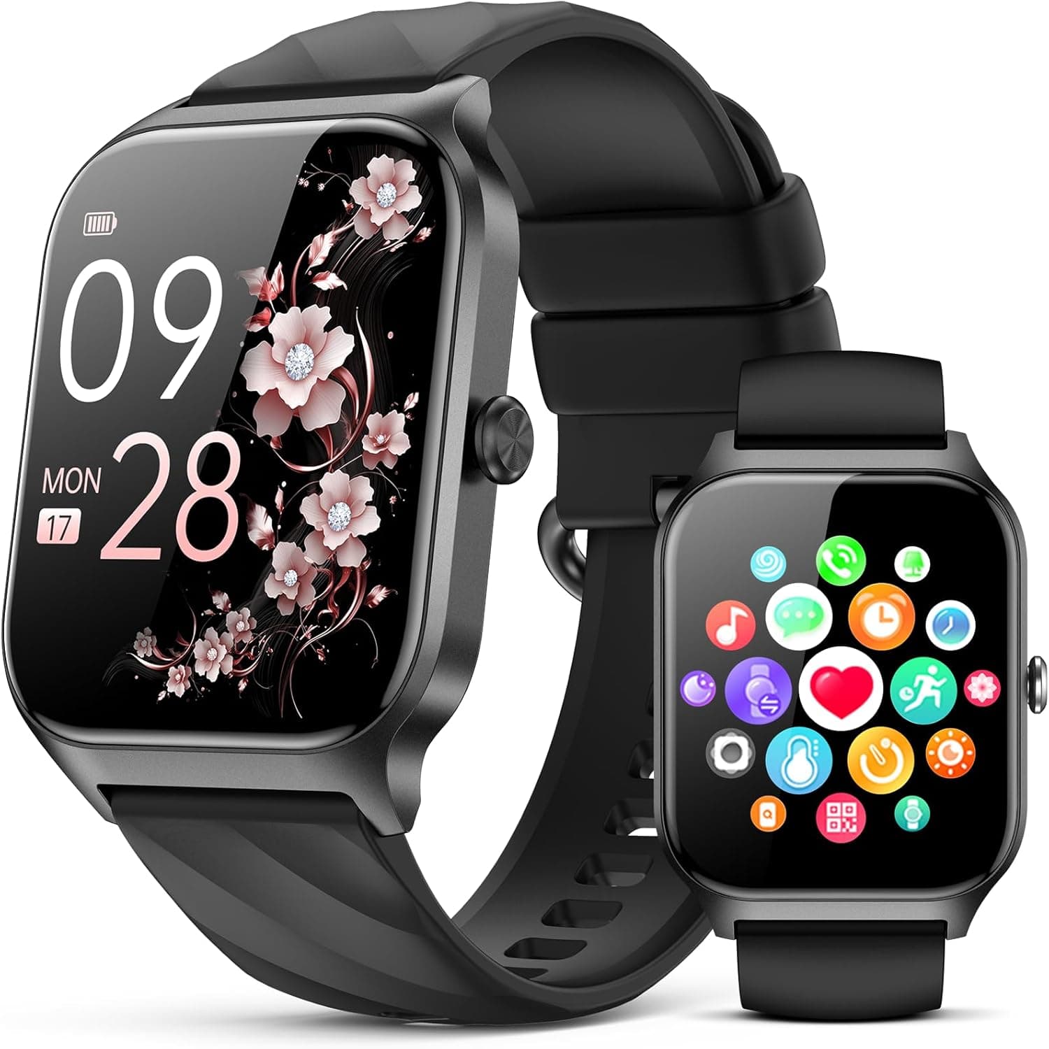 Smart Watch for Women Men - Answer/Make Call, Fitness Tracker Smartwatch for Android iPhone Compatible, Sleep Female Cycle, 120+ Sports Modes Step Counter (Midnight Black, 2 Straps)