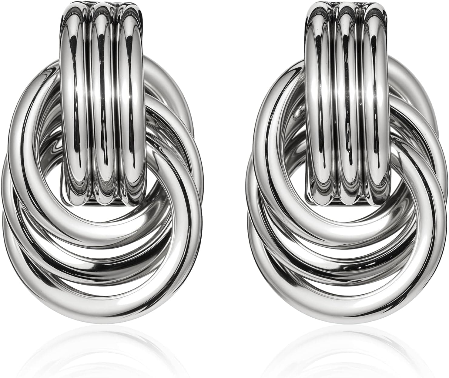 JIEYAO Chunky Gold Knot Earrings for Women, Gold Geometric Drop Dangle Earrings Twisted Earrings Trendy Dupes Jewelry Gift