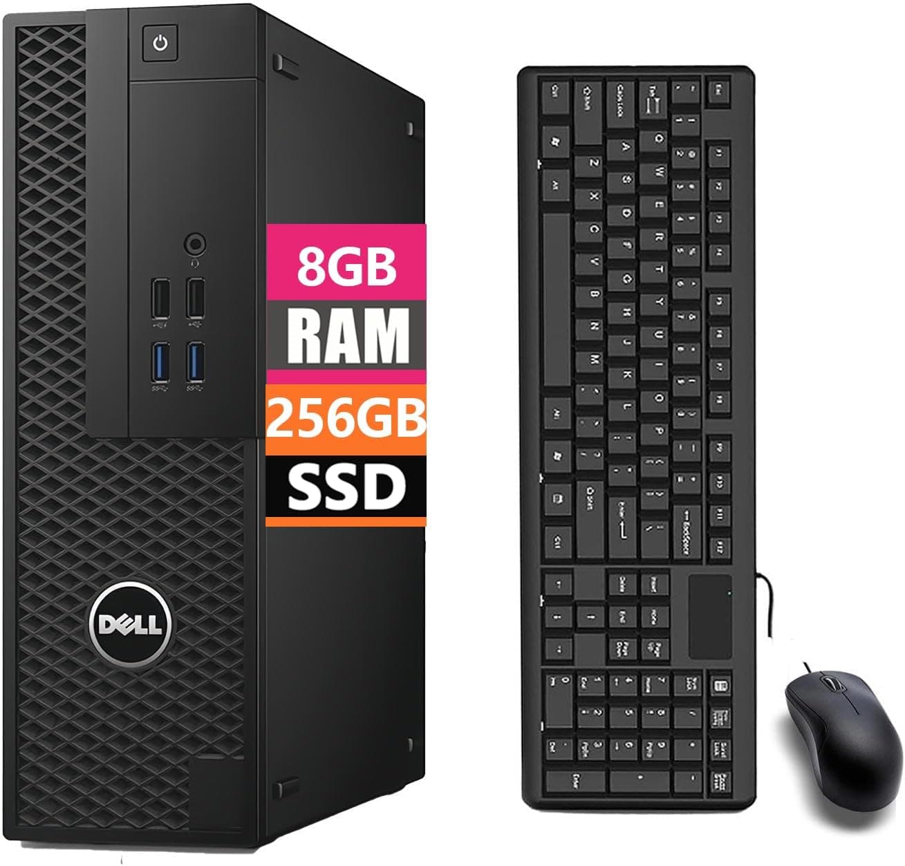 Dell Optiplex 3420 SFF Desktop Computer PC, Intel Core i5-7500, 8GB RAM, 256GB SSD, WiFi, Bluetooth, US Keyboard QWERTY, Windows 11 Pro (Renewed)