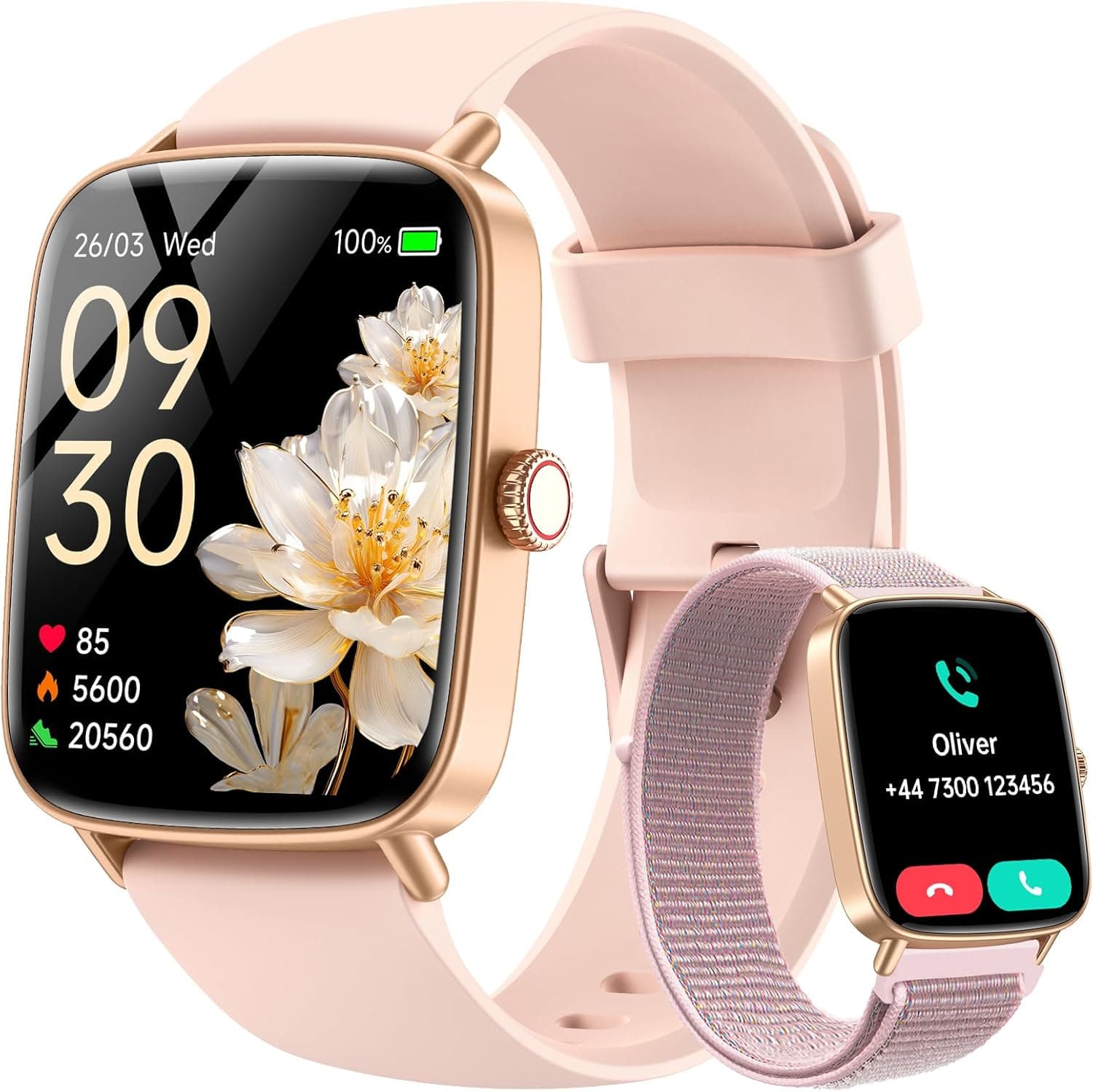 Smart Watches for Women (Answer/Make Calls),1.85" HD Screen Fitness Watch with Bluetooth 5.3,Heart Rate/Sleep/SpO2 Monitor,110+ Sports Modes,IP68 Waterproof Smartwatch,Activity Tracker for Android iOS