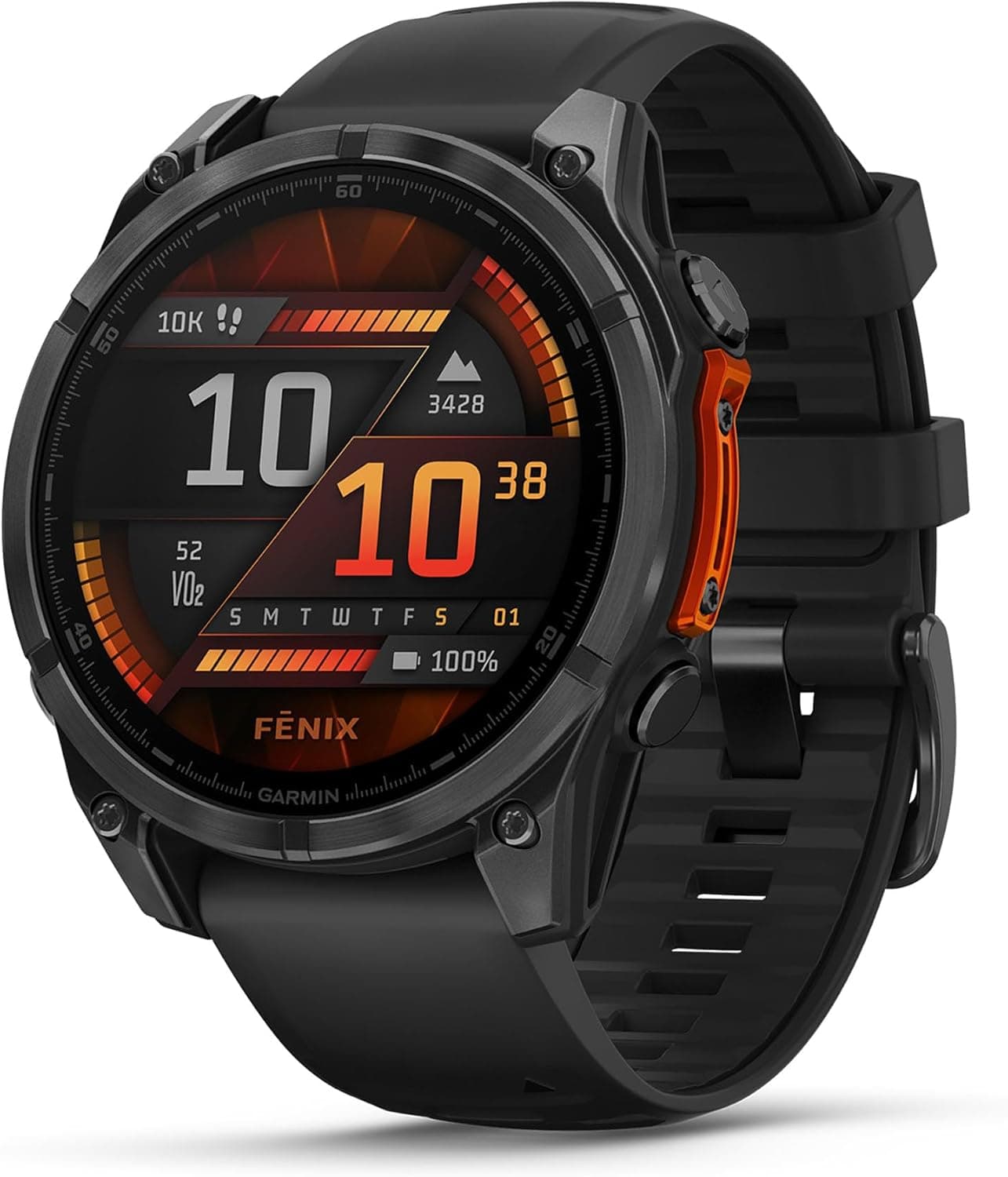 Garmin fēnix 8 47mm – Multisport-Smartwatch, 1,4" AMOLED Touch-/Tastendisplay, bis zu 16 Tage Akkulaufzeit, 80+ Sport-/Outdoor-Apps, TOPO-Karten, EKG, Telefonie, Musik, Taschenlampe