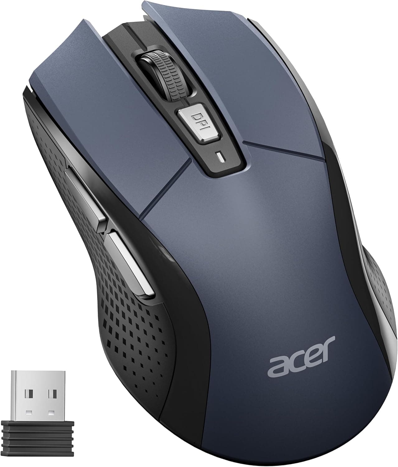 Acer Wireless Mouse, 4000 DPI Optical Computer Mouse 5-level Adjustable, Ergonomic Mice Wireless 2.4GHz USB Receiver, 6 Buttons, Battery Indicator, Cordless Mice for Laptop, PC, Desktop, Office Home