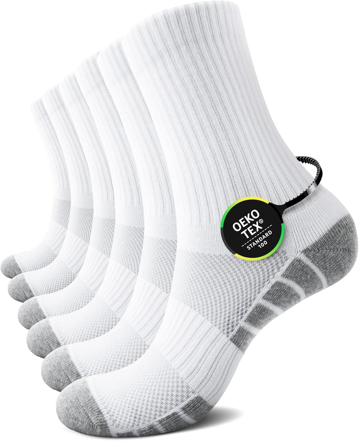 Mens Socks Womens Cotton 6 Pairs Running Sports Socks for Hiking Walking Cycling Gym Golf Tennis Crew Sock Breathable