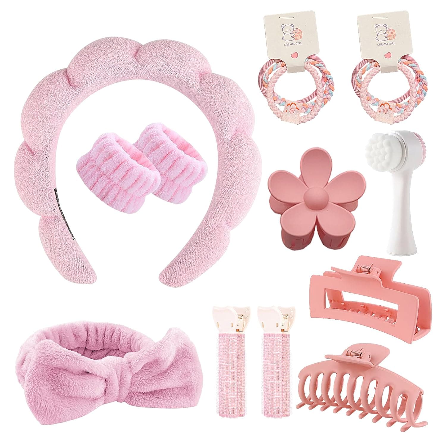 WhaleO 16 Stück Haarband Kosmetik Handgelenk Waschband Abschmink Haarband Schminken Skincare Set Kosmetik Stirnband Spa Stirnband Yoga Sport Dusche Haircare Set