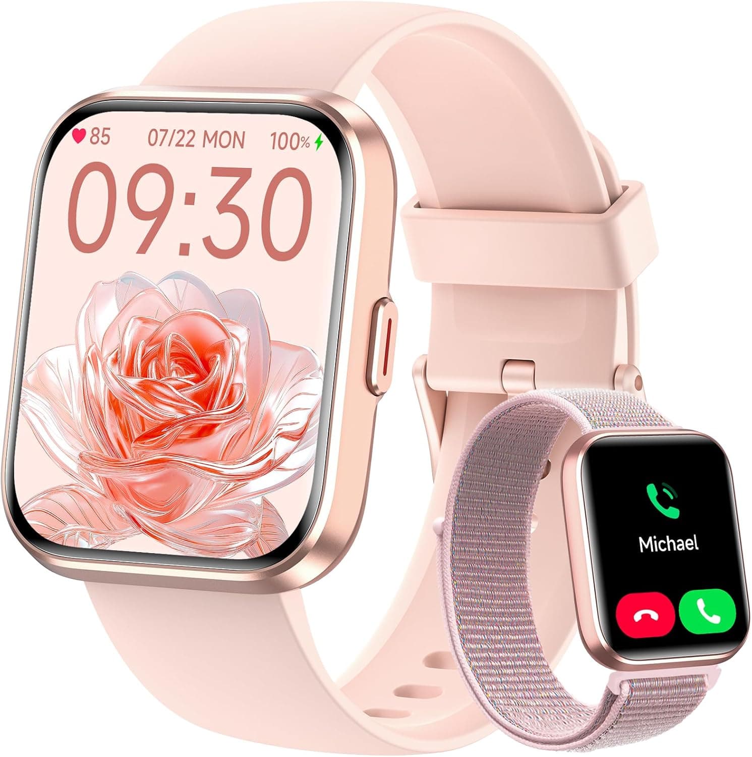 Smart Watches for Women, 1.8" Touch Screen Fitness Tracker for Android & iPhone, Answer/Make Calls, Alexa Built-in, Heart Rate/Sleep/SpO2 Monitor Smartwatch, IP68 Waterproof 101+ Sport Modes, 2 Bands