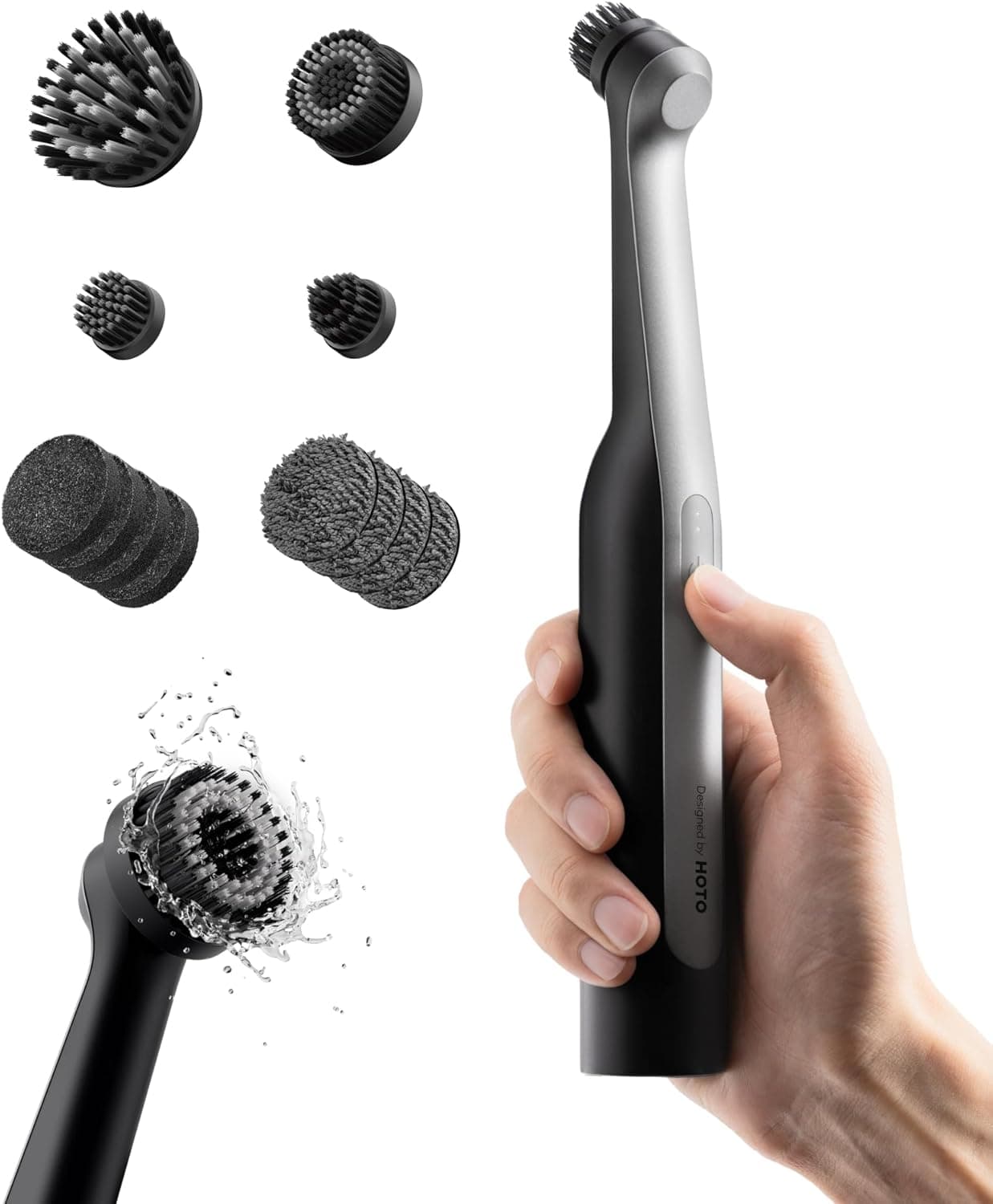 HOTO Wand™ Cepillos Limpieza Hogar Eléctrica, Cepillo para Limpiar Juntas Recargable con 12 Cabezas de Cepillos, IPX7 Impermeable Total Cepillo Juntas Limpieza para Baño, Cocina, Azulejos, Grietas